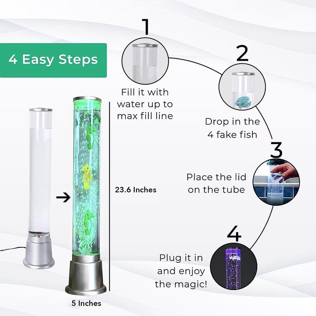 SHOP LC DELIVERING JOY Seahorse Bubble Lights Lamp with 6LED Automatic Color Changing Night Light with Moving Tower Fish Lamp for Home Decorations Anniversarys Gifts - 1.90Feet - Image 6