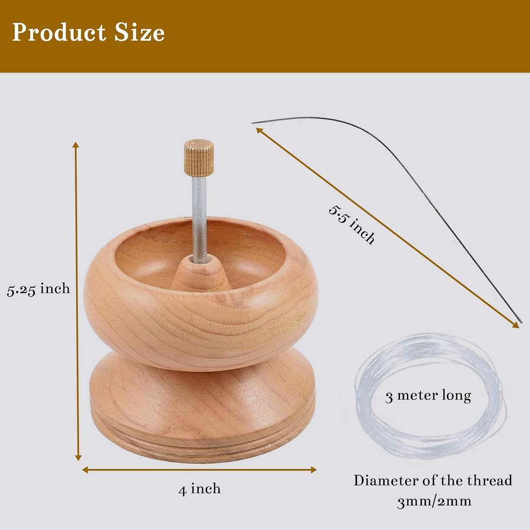 SHOP LC DELIVERING JOY Seed Bead Spinner for Jewelry Making Kit - Clay Bead Spinner with Big Eye Beading Needle & 3 Meter Wire - Necklace Bracelet Maker Wooden - Birthday Gifts - Pinewood - Image 6