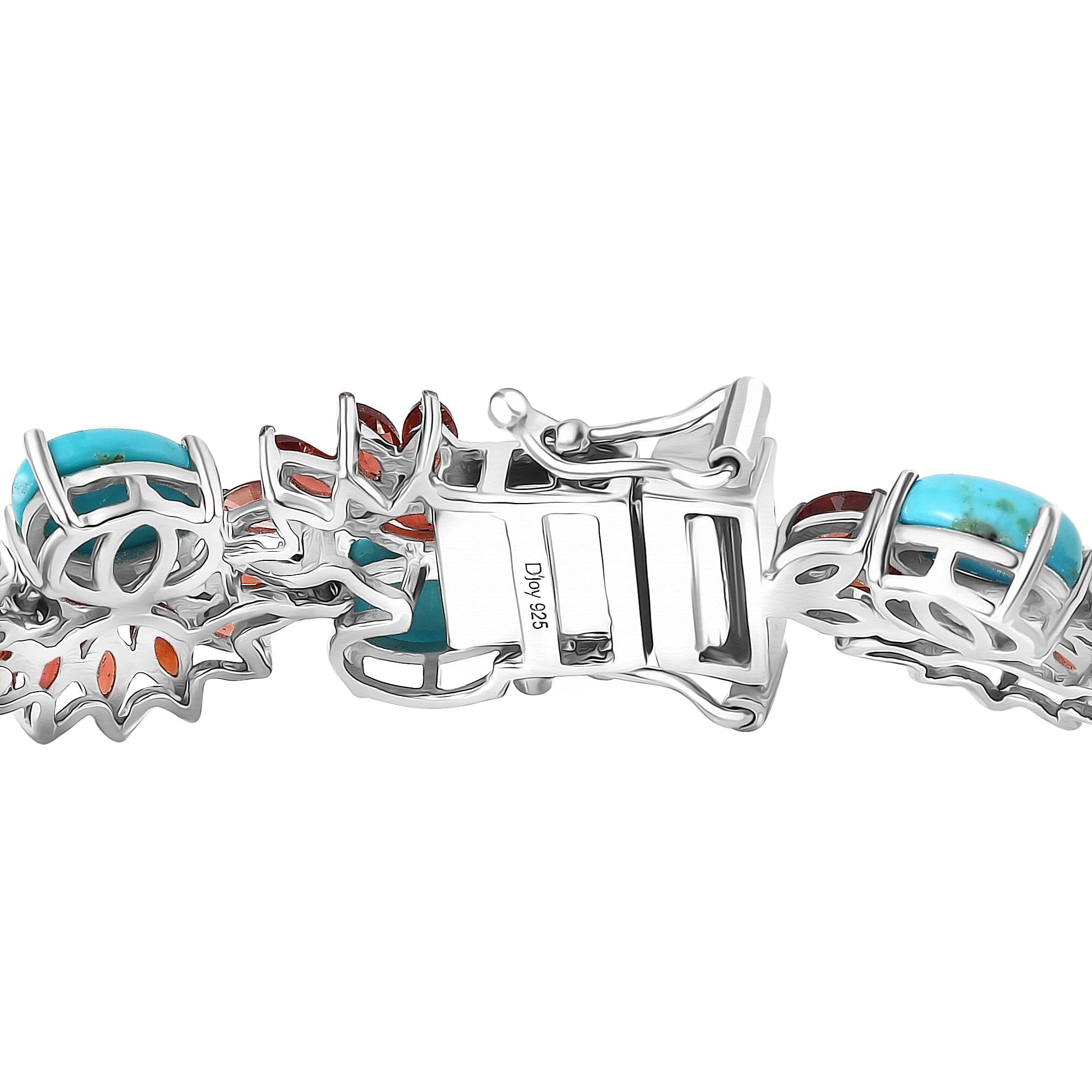SHOP LC DELIVERING JOY Sleeping Beauty Turquoise Red Garnet Oval Rhodium Plated 925 Sterling Silver Bracelet for Women Jewelry Birthday Christmas Gifts Size 7.25 Inches Ct 23.47 - Image 4