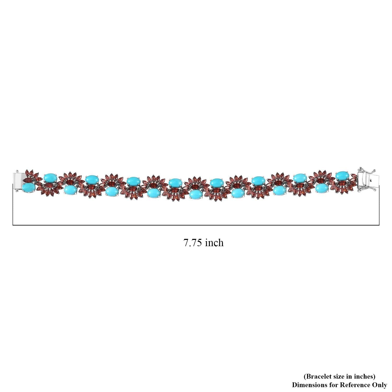 SHOP LC DELIVERING JOY Sleeping Beauty Turquoise Red Garnet Oval Rhodium Plated 925 Sterling Silver Bracelet for Women Jewelry Birthday Christmas Gifts Size 7.25 Inches Ct 23.47 - Image 5