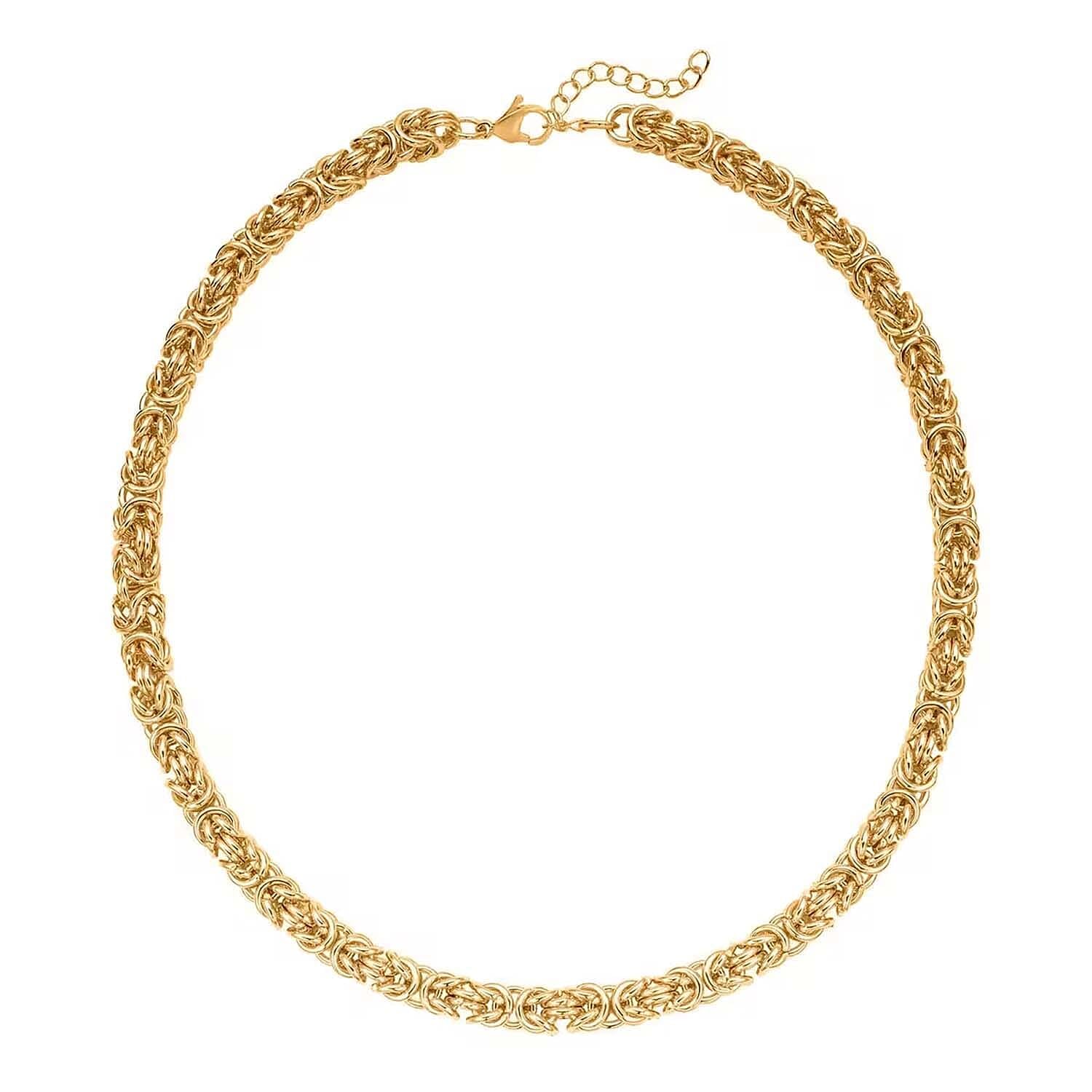 SHOP LC DELIVERING JOY Stainless Steel Byzantine Link Chain Chunky Necklaces for Women Size - 20 Inches Fashion Jewelry Unique Christmas Gifts for Her