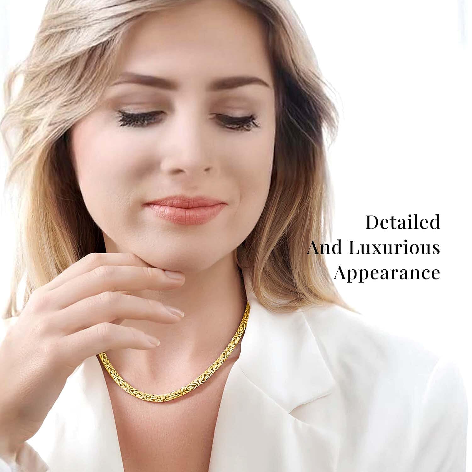 SHOP LC DELIVERING JOY Stainless Steel Byzantine Link Chain Chunky Necklaces for Women Size - 20 Inches Fashion Jewelry Unique Christmas Gifts for Her - Image 2