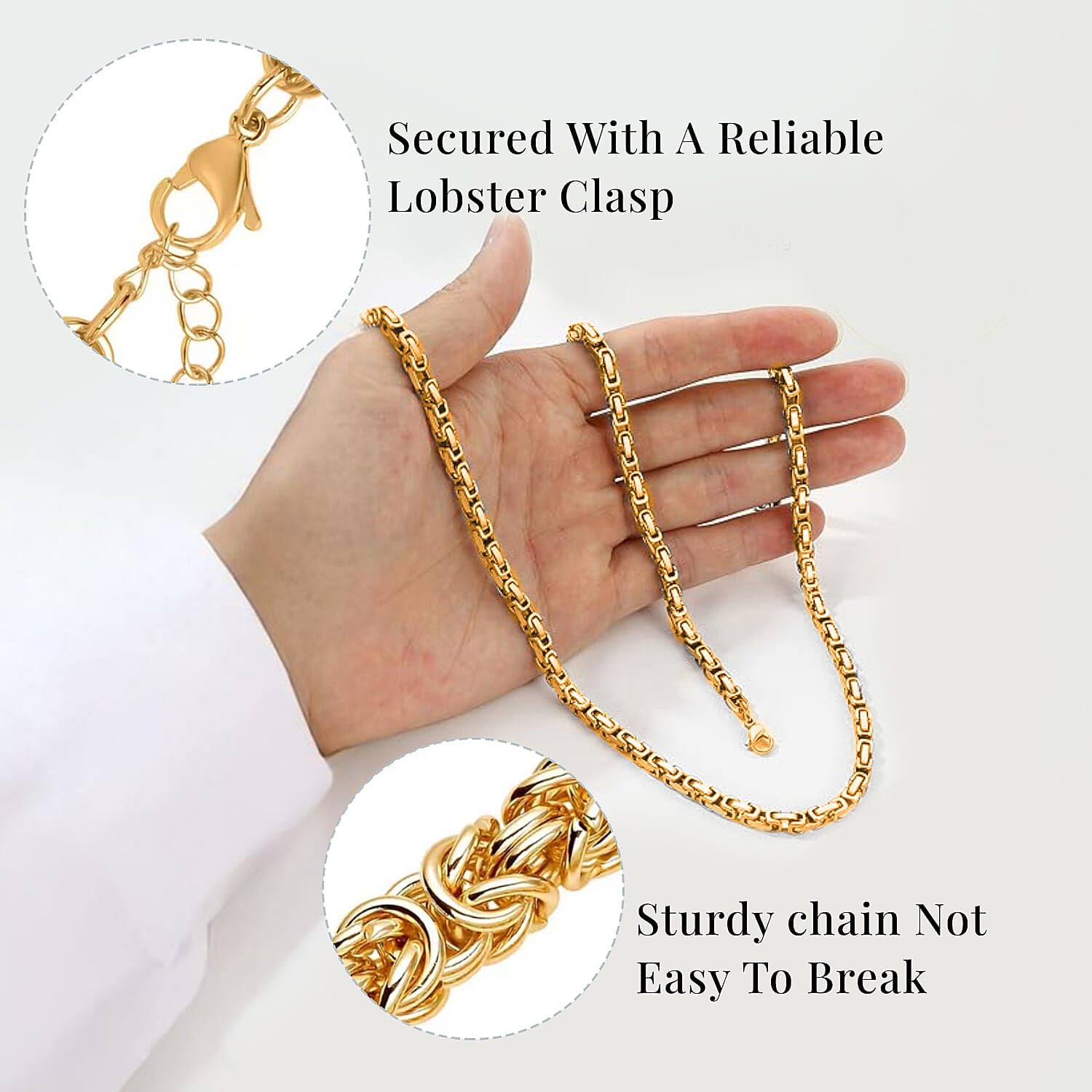 SHOP LC DELIVERING JOY Stainless Steel Byzantine Link Chain Chunky Necklaces for Women Size - 20 Inches Fashion Jewelry Unique Christmas Gifts for Her - Image 3