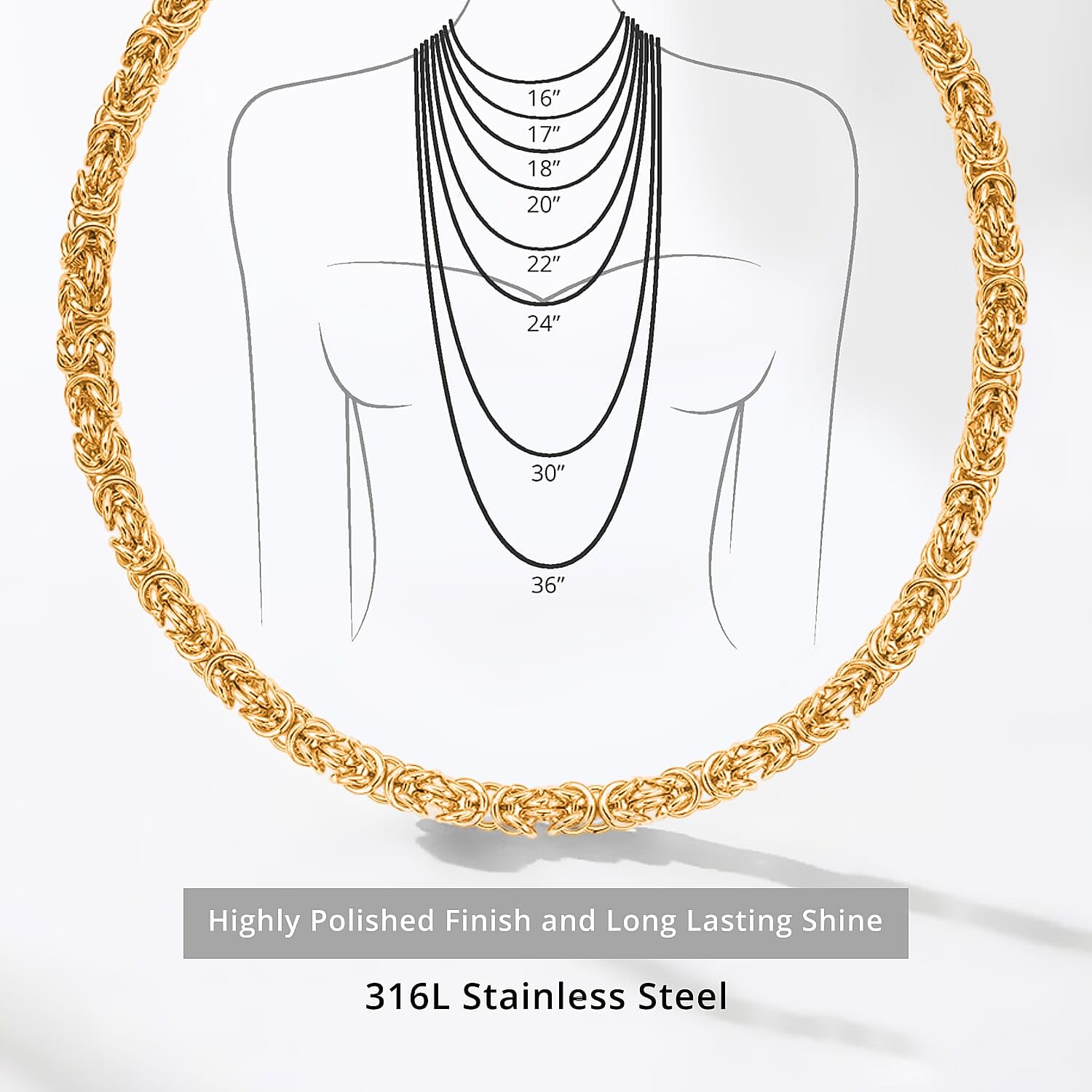 SHOP LC DELIVERING JOY Stainless Steel Byzantine Link Chain Chunky Necklaces for Women Size - 20 Inches Fashion Jewelry Unique Christmas Gifts for Her - Image 5