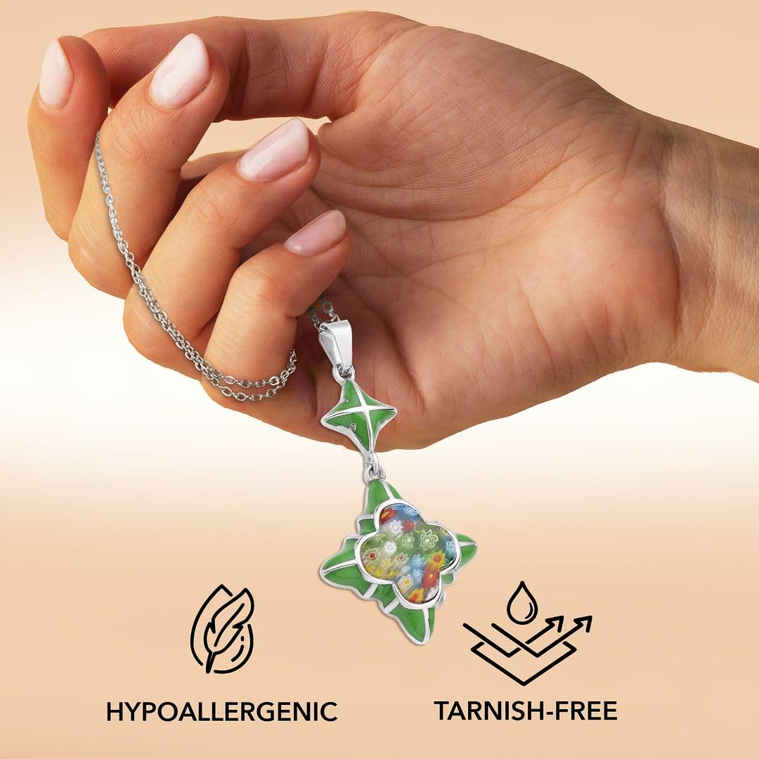SHOP LC DELIVERING JOY Stainless Steel Glass Murano Style Multi Color Beaded Cross Choker Pendant Necklace Delicate size 20" Catholic Faith Christian Religious Statement Jewelry Gifts for Women - Image 5