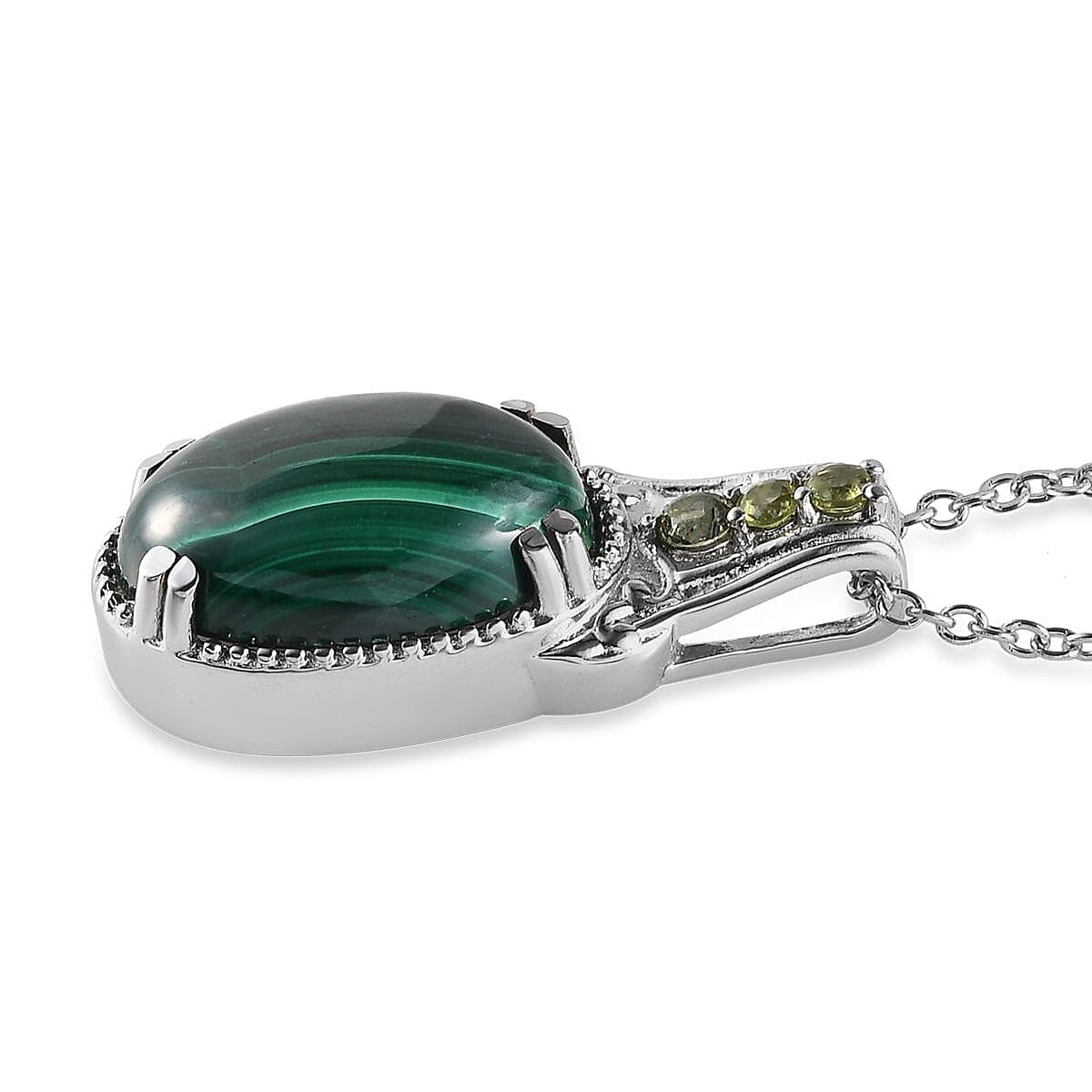 SHOP LC DELIVERING JOY Stainless Steel Malachite Peridot Birthstone Pendant Necklace for Women Jewelry Size 20" Birthday Christmas Gifts for Women - Image 4
