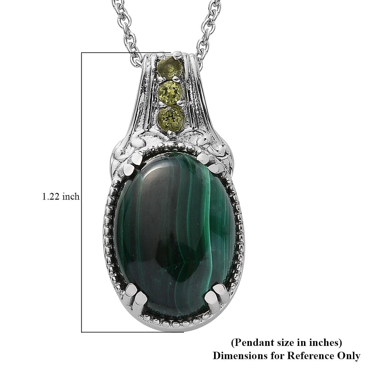 SHOP LC DELIVERING JOY Stainless Steel Malachite Peridot Birthstone Pendant Necklace for Women Jewelry Size 20" Birthday Christmas Gifts for Women - Image 6