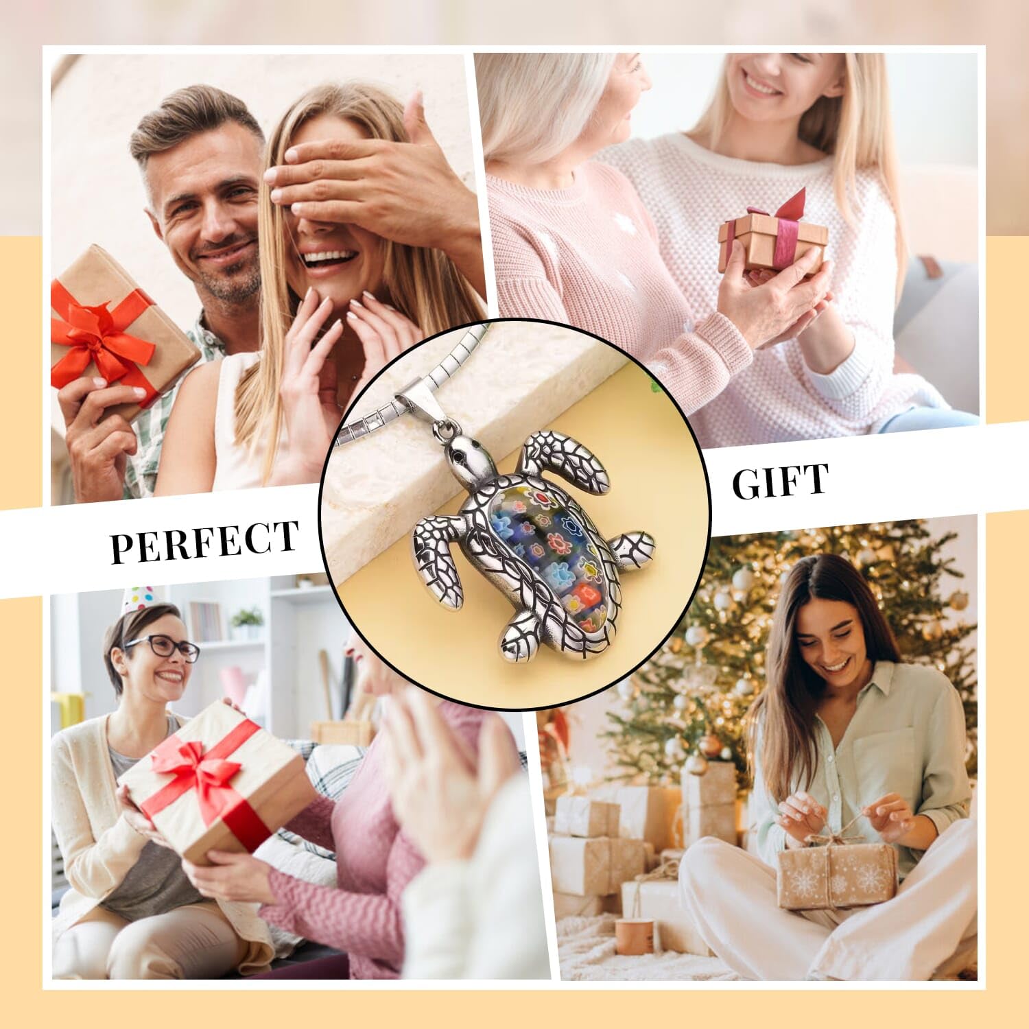 SHOP LC DELIVERING JOY Stainless Steel Multi Color Murano Style Glass Pendant Necklace Fashion Women Gifts Size 16" Best Friend Birthday Christmas Gifts for Women - Image 6