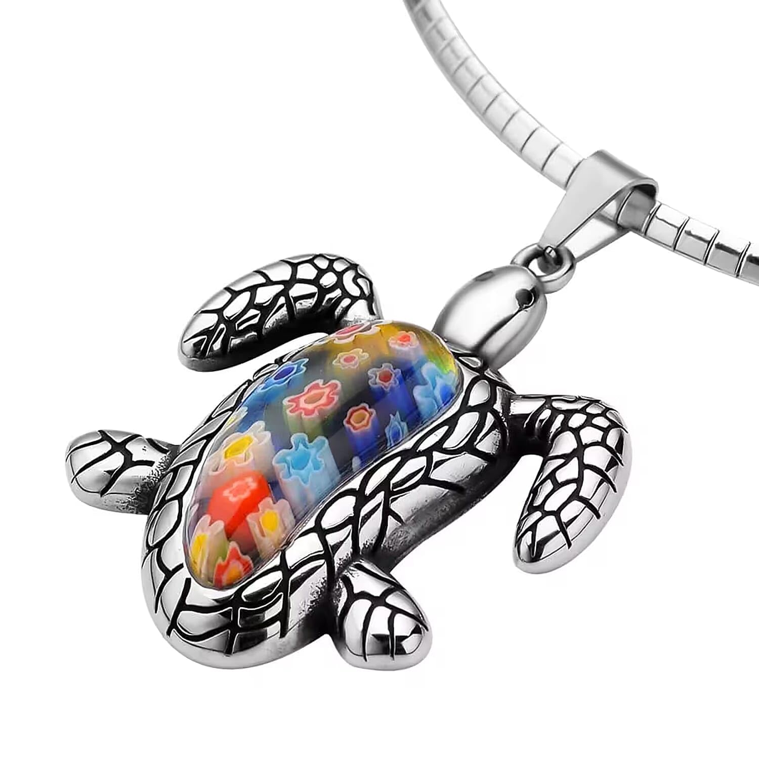 SHOP LC DELIVERING JOY Stainless Steel Multi Color Murano Style Glass Pendant Necklace Fashion Women Gifts Size 16" Best Friend Birthday Christmas Gifts for Women - Image 7