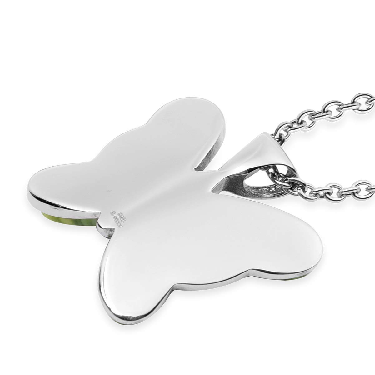 SHOP LC DELIVERING JOY Stainless Steel Murano Style Millefiori Glass Green Butterfly Flower Pendant Necklace Delicate Unique Gifts for Women - Image 8