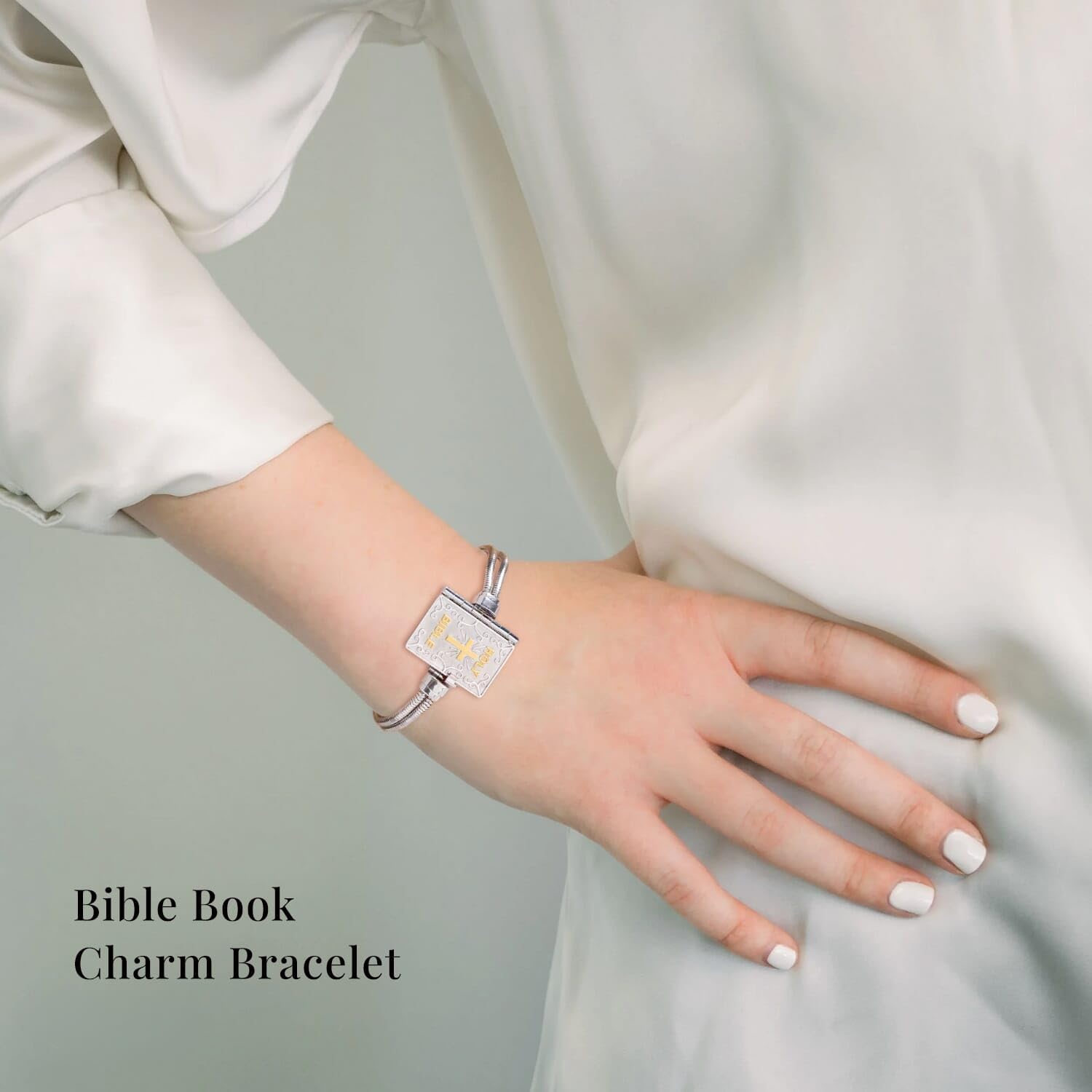 SHOP LC DELIVERING JOY Stainless Steel Yellow Gold ION Plated Bible Book Charm Bracelet for Women Jewelry Size 7.5-9" Birthday Gifts - Image 2