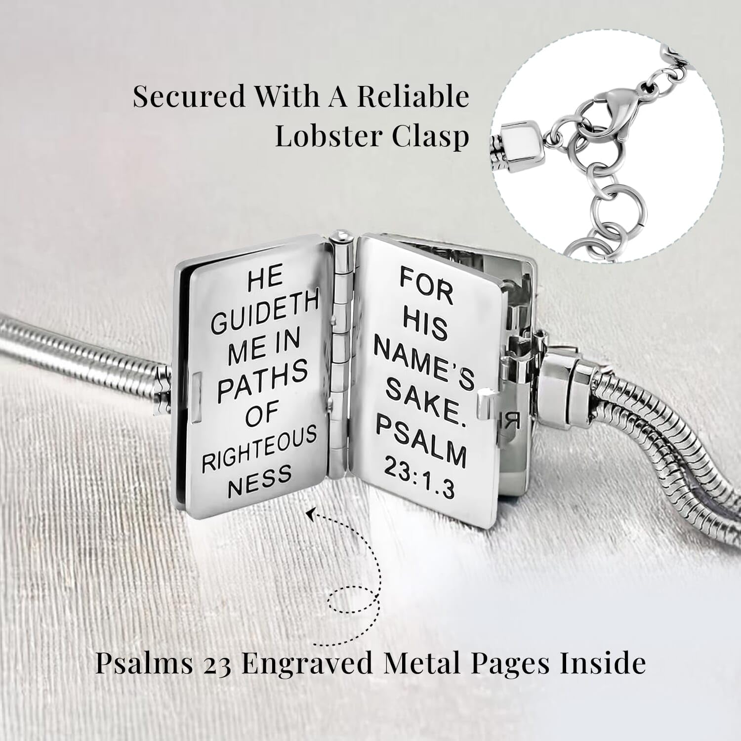 SHOP LC DELIVERING JOY Stainless Steel Yellow Gold ION Plated Bible Book Charm Bracelet for Women Jewelry Size 7.5-9" Birthday Gifts - Image 3