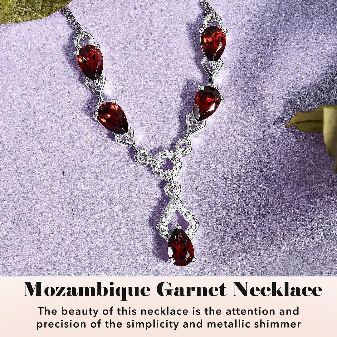 SHOP LC DELIVERING JOY Teardrop Birthstone Necklace for Women in 925 Sterling Silver with 18 Inches Stainless Steel Chain - Amethyst Garnet Gemstone Necklace Dainty Jewelry Christmas Gifts for Her - Image 3