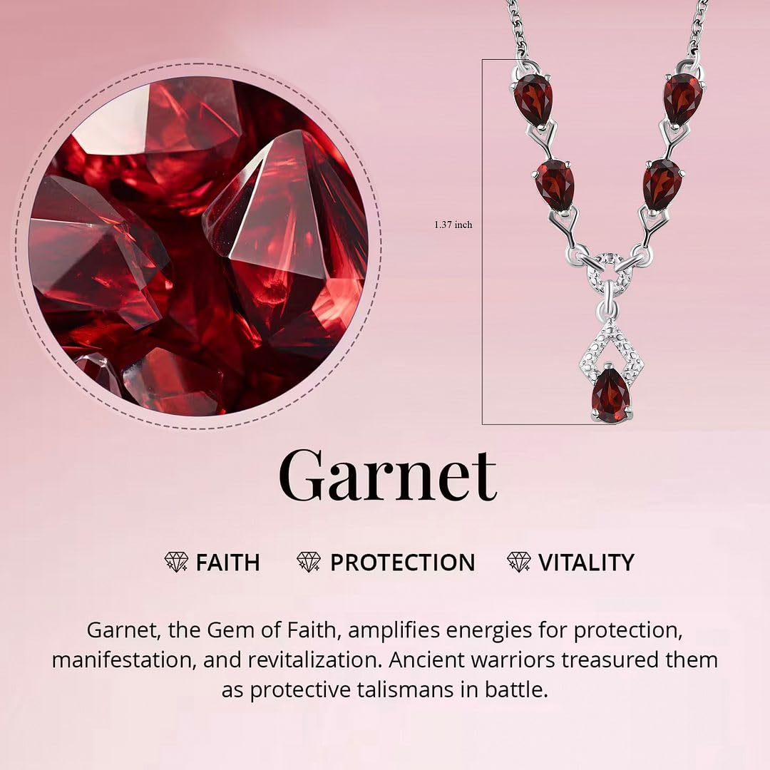 SHOP LC DELIVERING JOY Teardrop Birthstone Necklace for Women in 925 Sterling Silver with 18 Inches Stainless Steel Chain - Amethyst Garnet Gemstone Necklace Dainty Jewelry Christmas Gifts for Her - Image 4