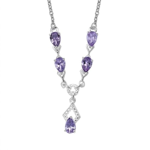 SHOP LC DELIVERING JOY Teardrop Birthstone Necklace for Women in 925 Sterling Silver with 18 Inches Stainless Steel Chain - Amethyst Garnet Gemstone Necklace Dainty Jewelry Christmas Gifts for Her - Image 8