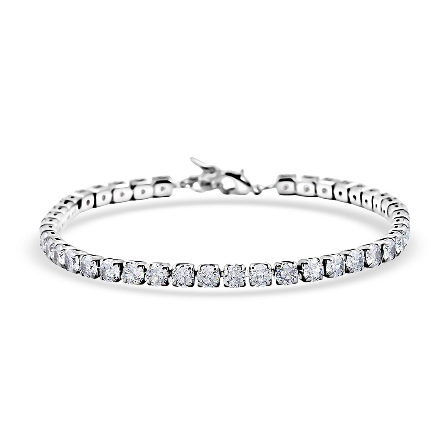 SHOP LC DELIVERING JOY Tresure Chest Simulated White Sapphire Bracelet in Silvertone 7.50 In 9.65 ctw Christmas Gifts