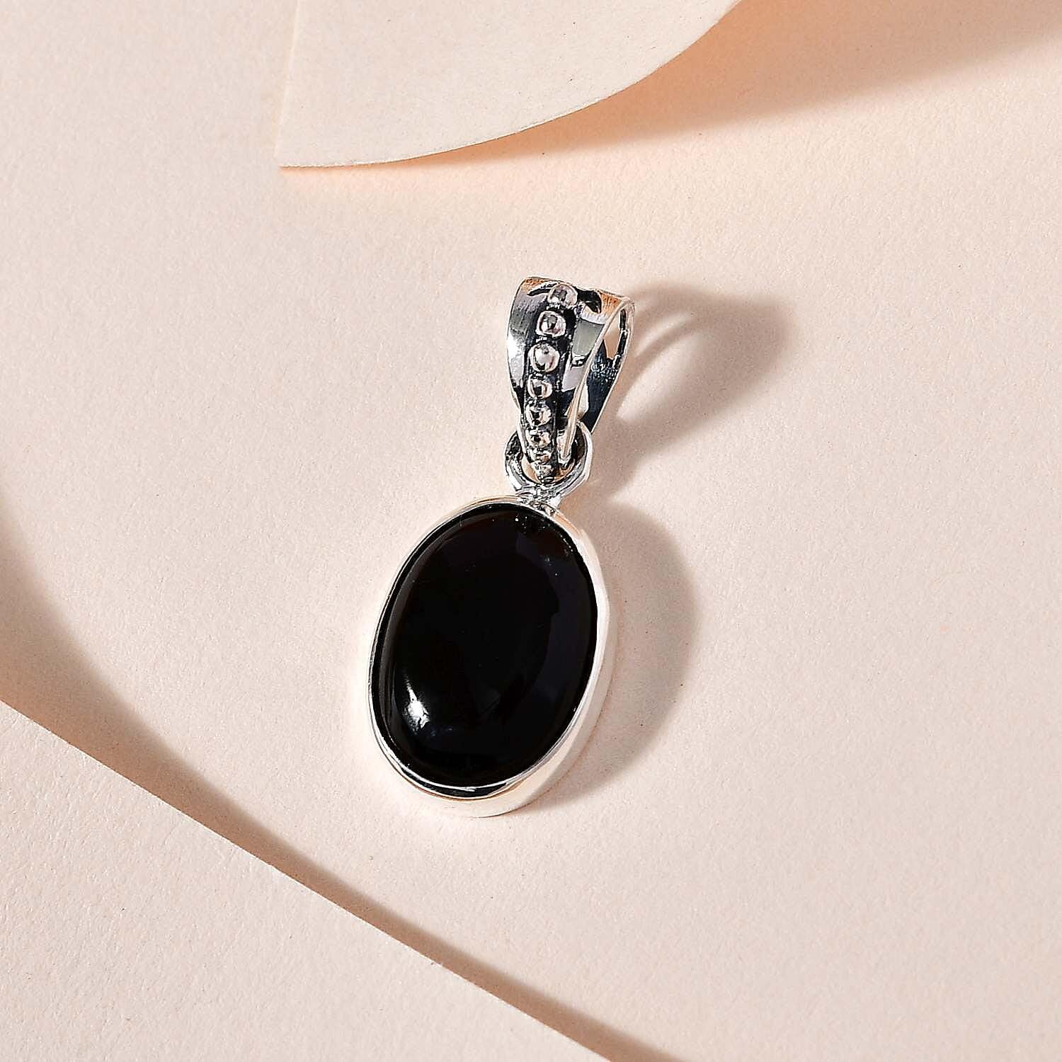 SHOP LC DELIVERING JOY Velvet Obsidian 925 Sterling Silver Solitaire Pendant for Women Jewelry Ct 4.51 Birthday Christmas Gifts for Women - Image 3