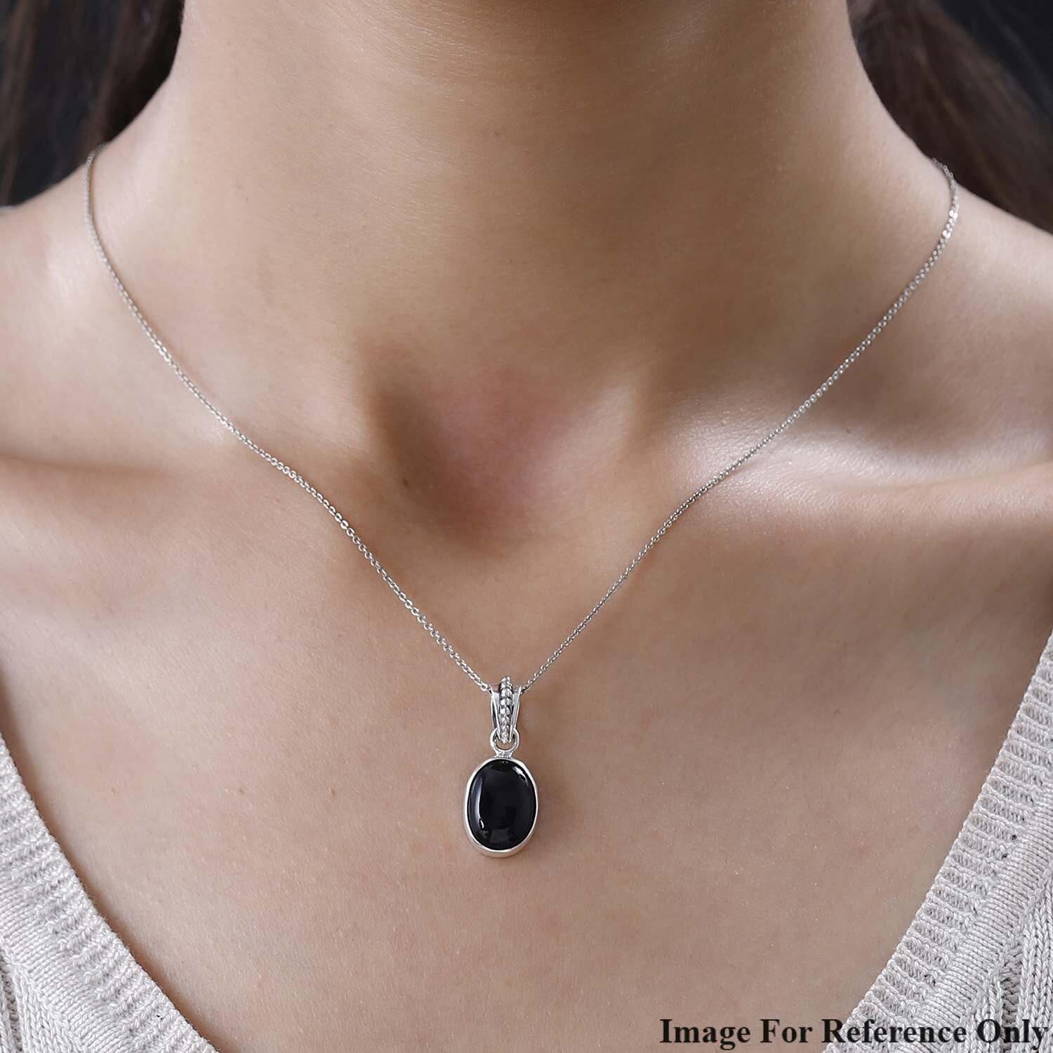 SHOP LC DELIVERING JOY Velvet Obsidian 925 Sterling Silver Solitaire Pendant for Women Jewelry Ct 4.51 Birthday Christmas Gifts for Women - Image 4