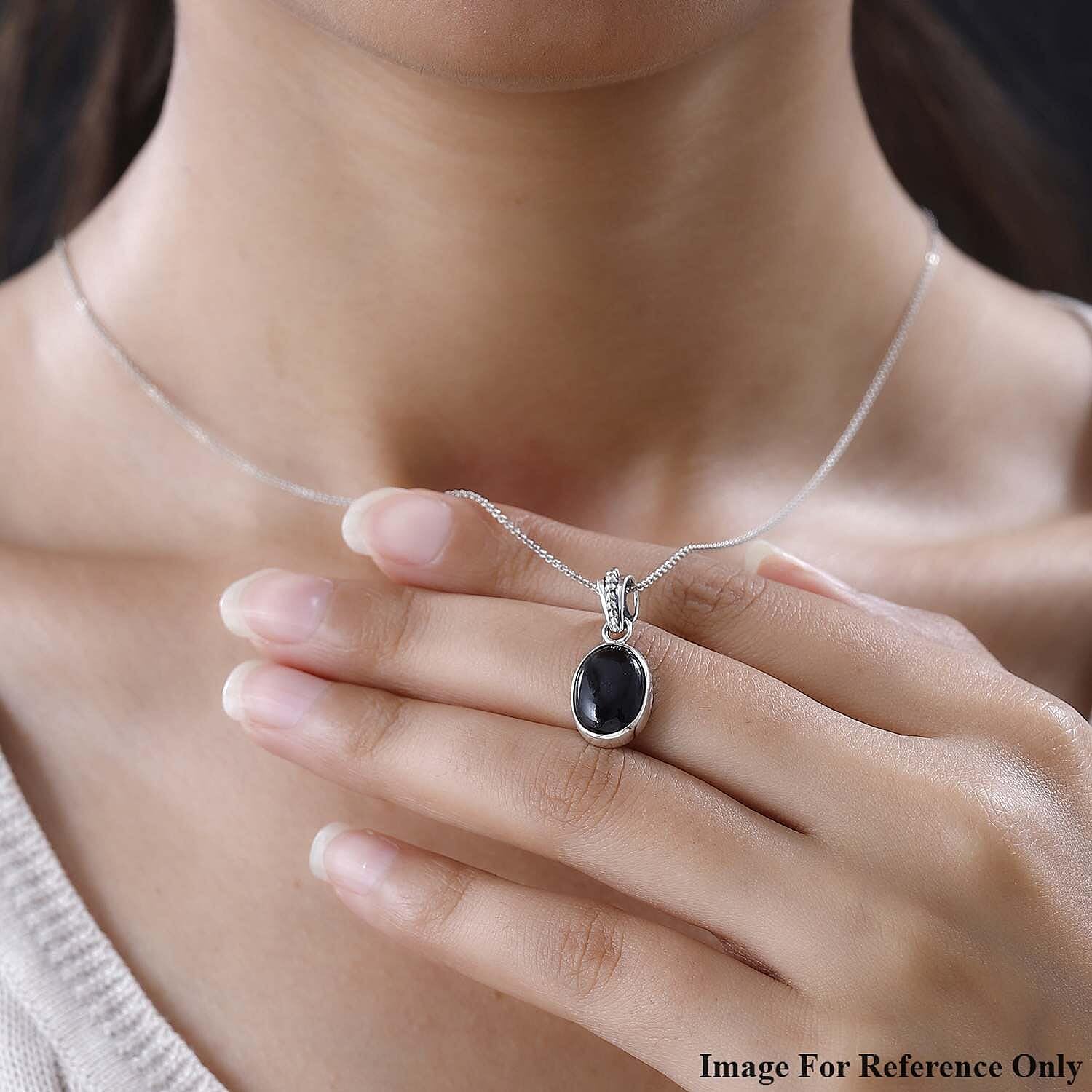 SHOP LC DELIVERING JOY Velvet Obsidian 925 Sterling Silver Solitaire Pendant for Women Jewelry Ct 4.51 Birthday Christmas Gifts for Women - Image 5