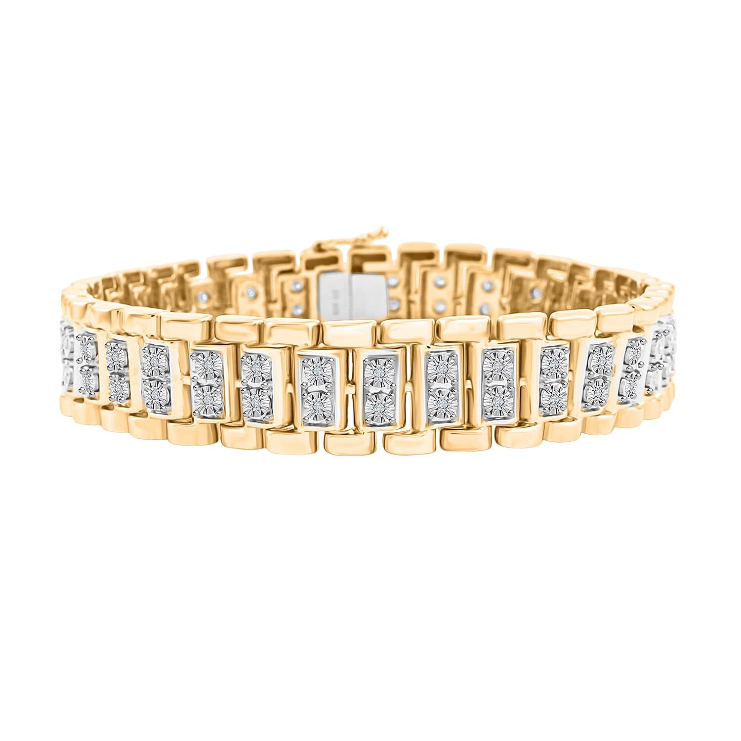 SHOP LC DELIVERING JOY White Diamond 1.00 ctw Bracelet in 14K Yellow Gold Over and Sterling Silver 8.50 In Christmas Gifts