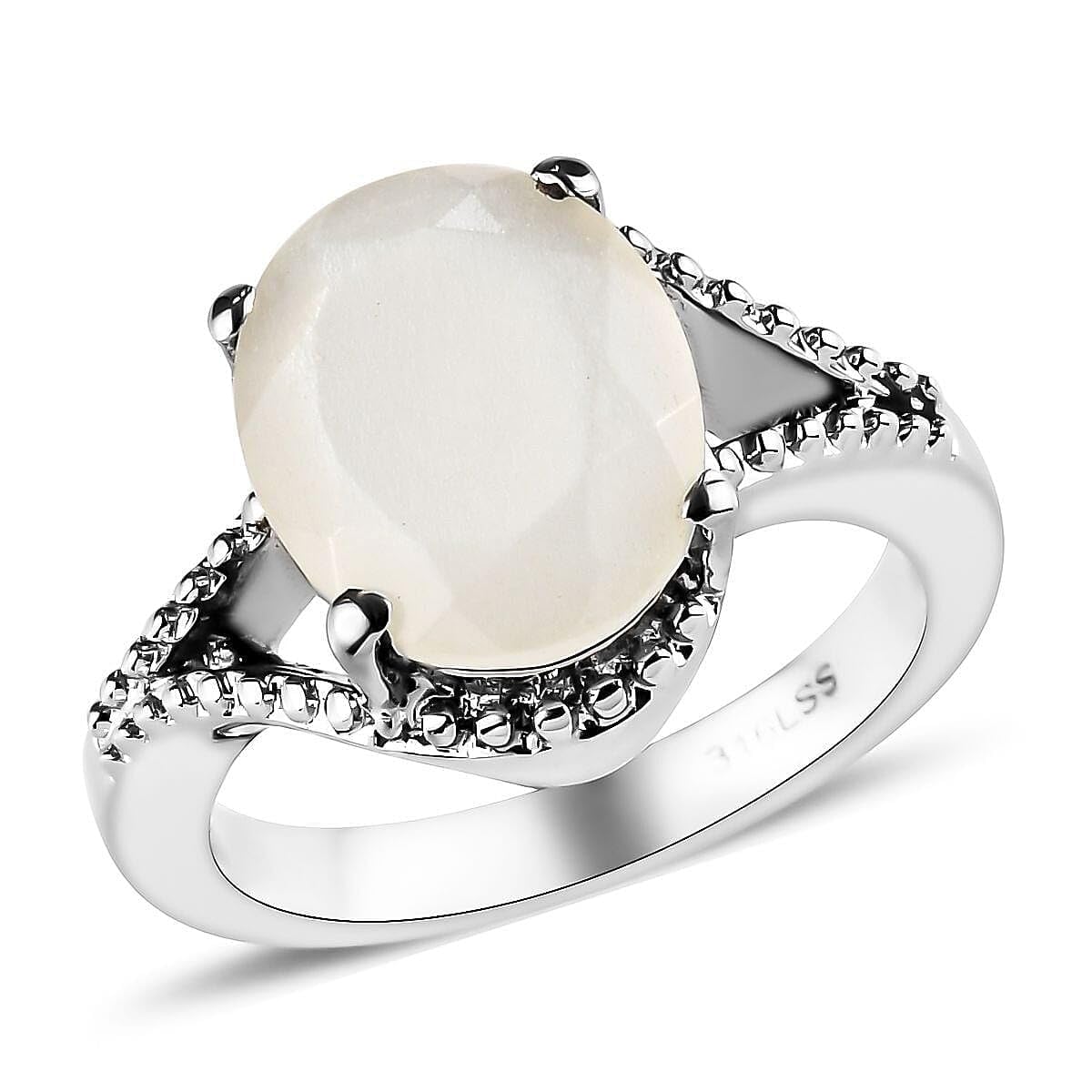 SHOP LC DELIVERING JOY White Moonstone Ring for Women Stainless Steel Ct 2.5 Birthday Christmas Gifts for Women
