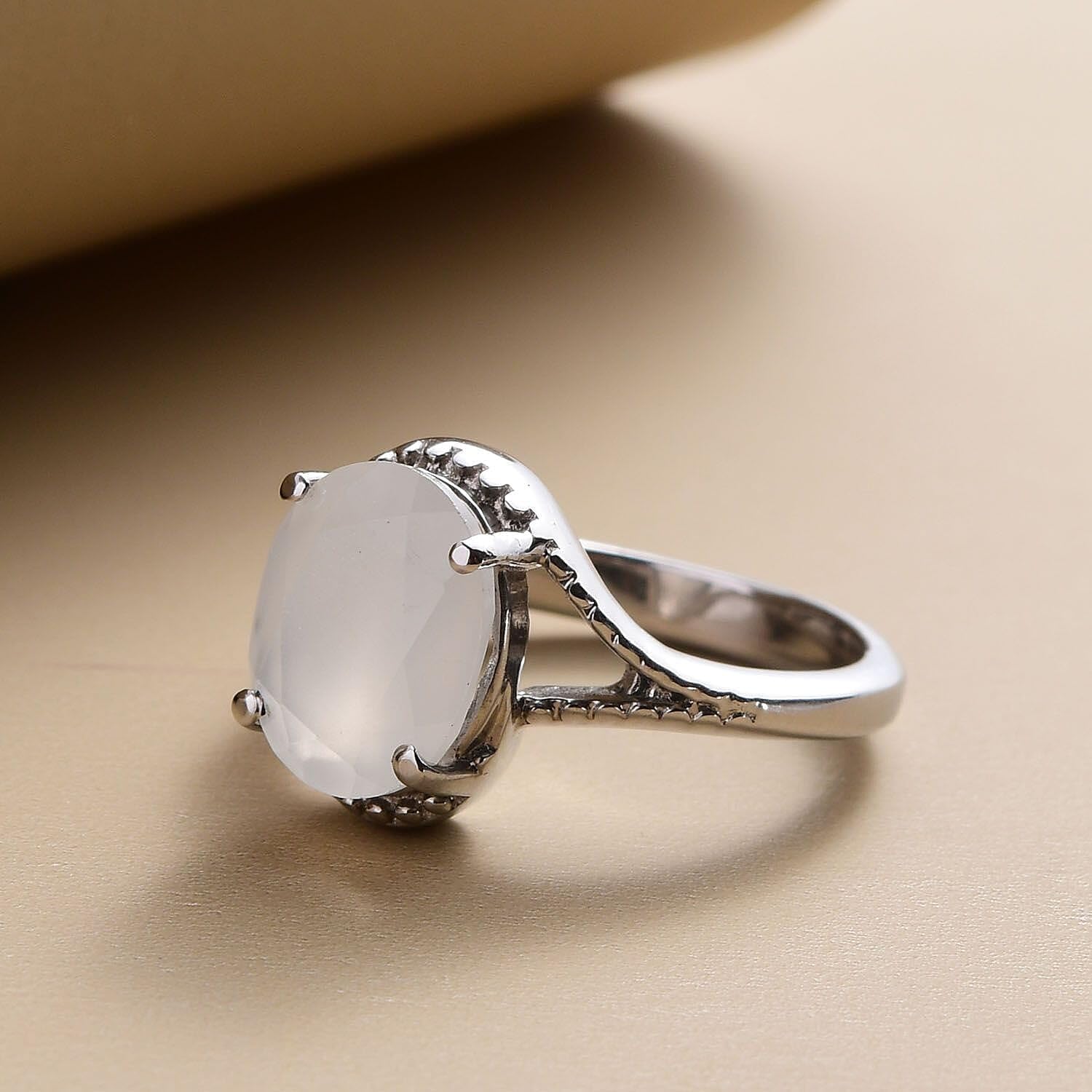 SHOP LC DELIVERING JOY White Moonstone Ring for Women Stainless Steel Ct 2.5 Birthday Christmas Gifts for Women - Image 2