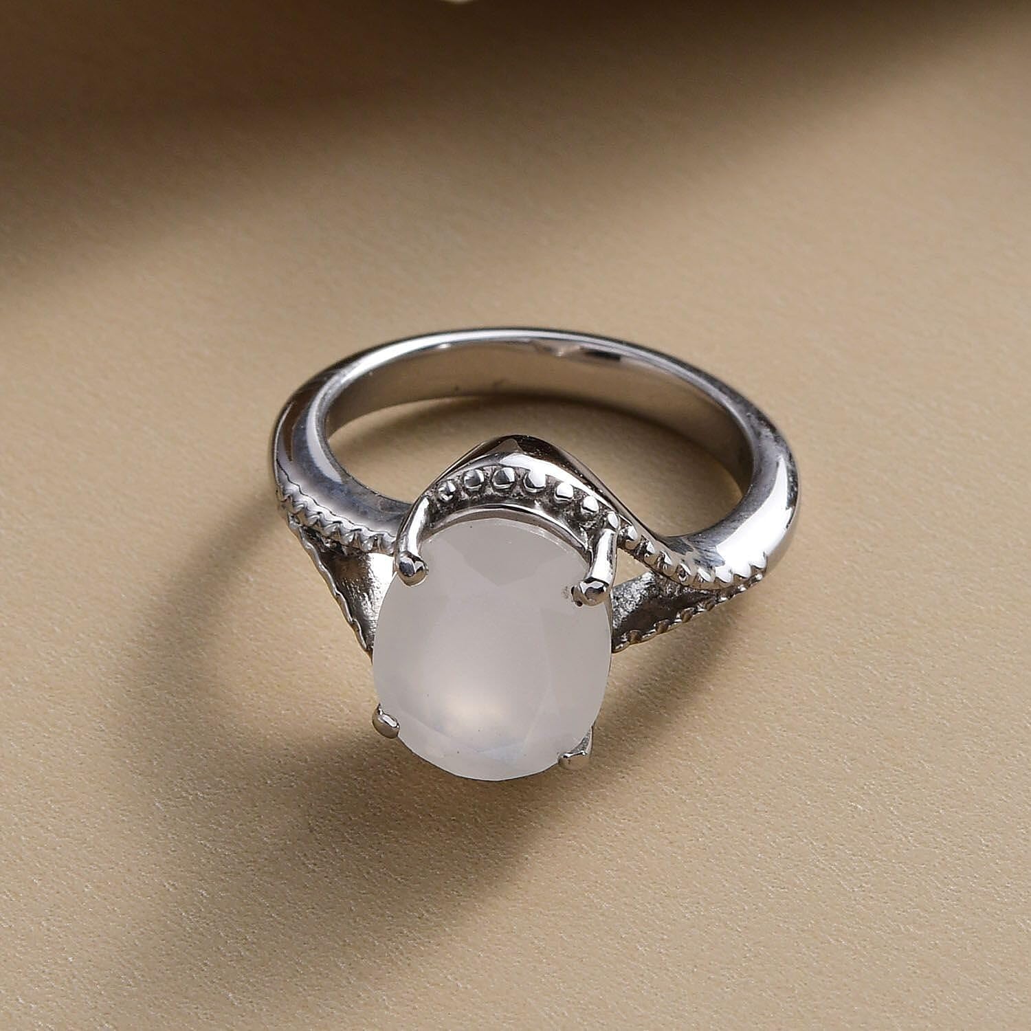 SHOP LC DELIVERING JOY White Moonstone Ring for Women Stainless Steel Ct 2.5 Birthday Christmas Gifts for Women - Image 3