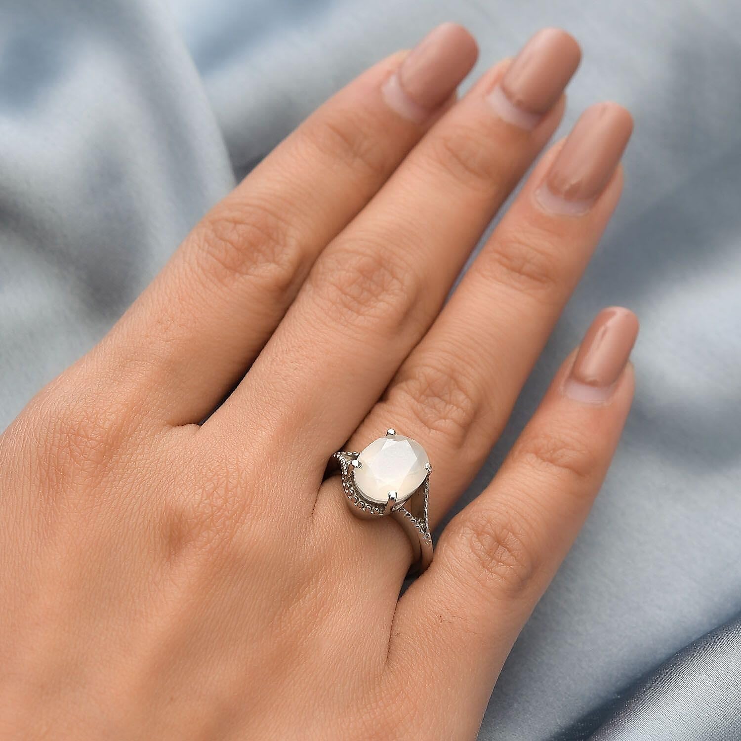 SHOP LC DELIVERING JOY White Moonstone Ring for Women Stainless Steel Ct 2.5 Birthday Christmas Gifts for Women - Image 4