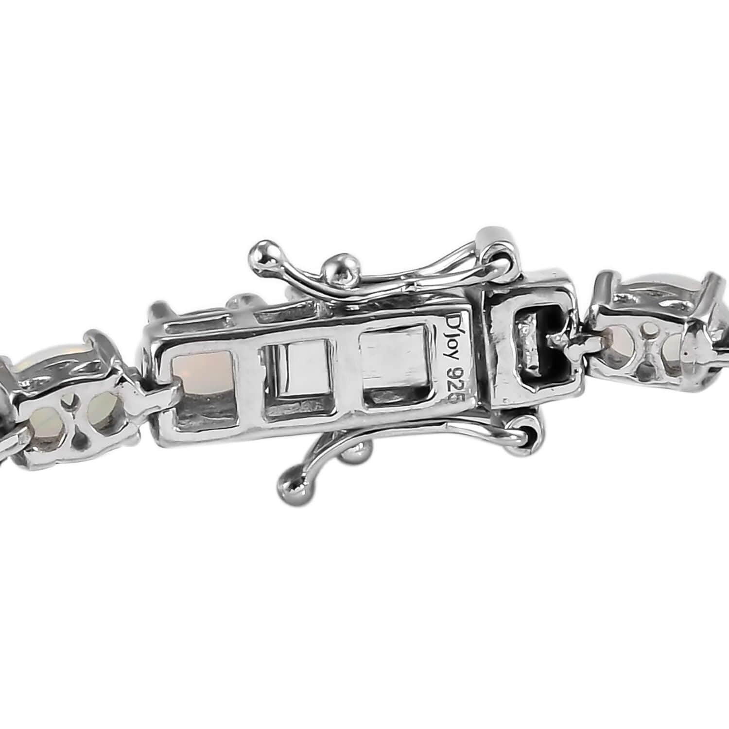 SHOP LC DELIVERING JOY White Opal Tennis Bracelet for women 925 Sterling Silver Platinum Plated Birthstone Jewelry Size 7.25" Engagement Anniversary Wedding Promise Birthday Christmas Gifts for Women - Image 4