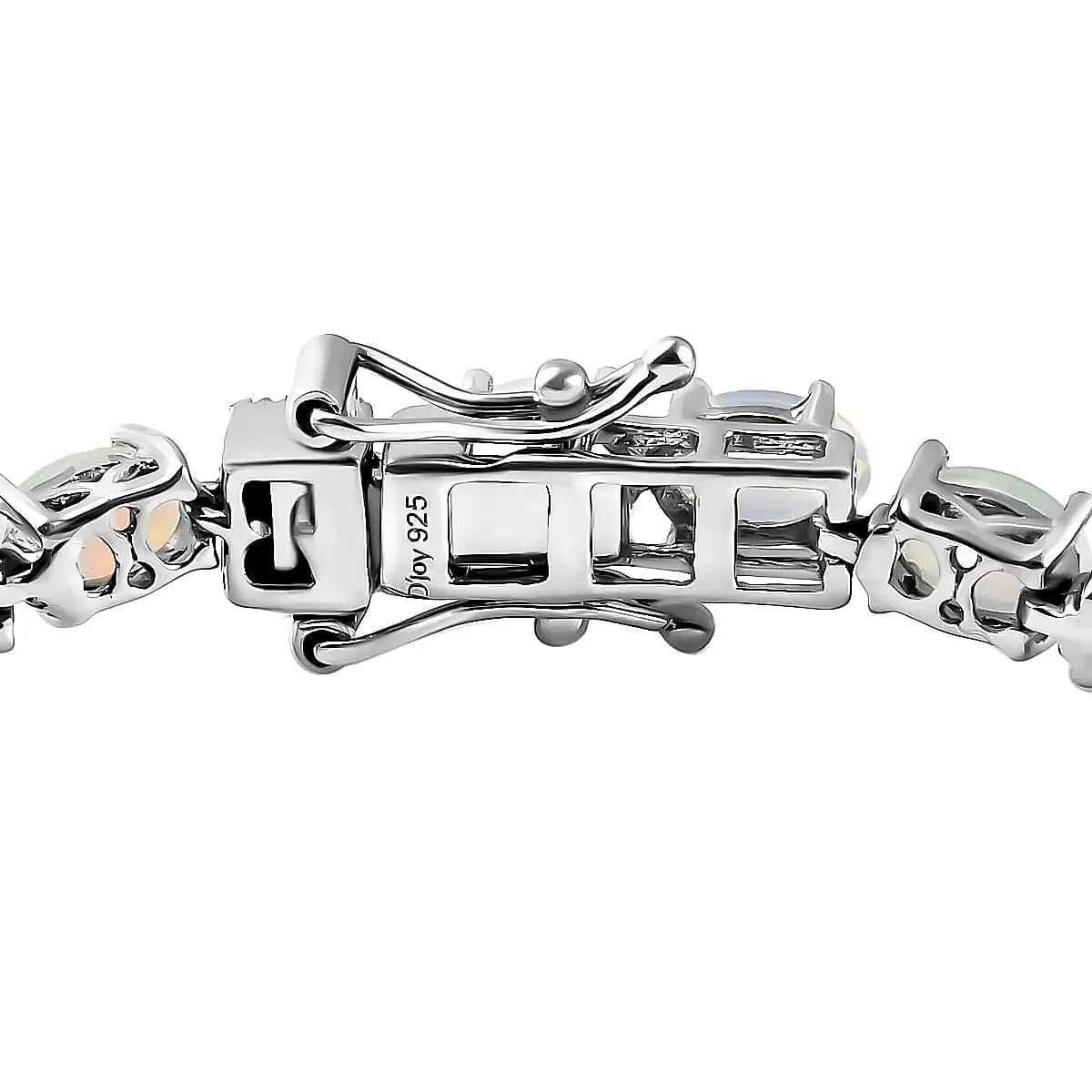 SHOP LC DELIVERING JOY White Opal Tennis Bracelet for women 925 Sterling Silver Platinum Plated Birthstone Jewelry Size 7.25" Engagement Anniversary Wedding Promise Birthday Christmas Gifts for Women - Image 5