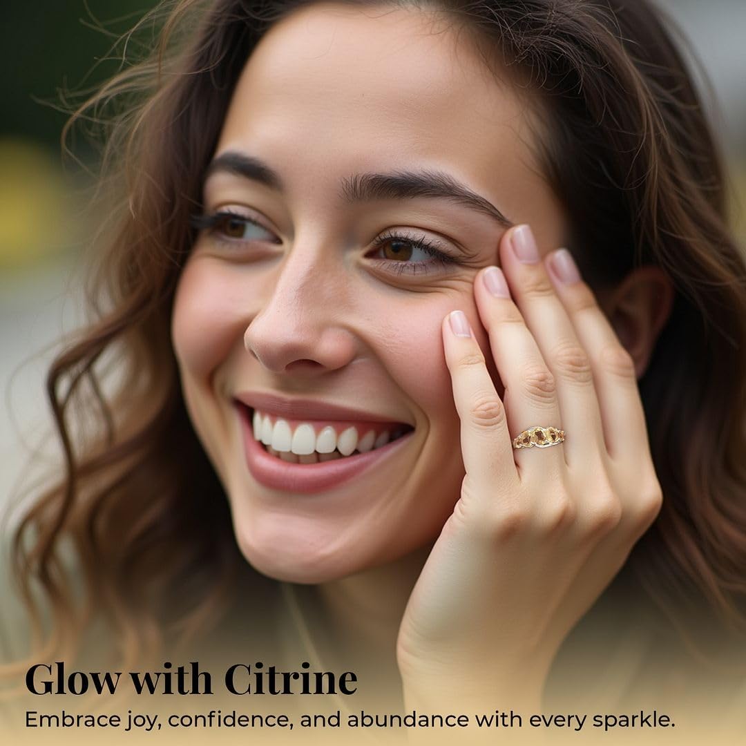 SHOP LC DELIVERING JOY Yellow Citrine Ring 5 Stone - Birthstone Rings for Women in 925 Sterling Silver Engagement Promise Gemstone Jewelry - Statement Gifts for Womens - Image 6