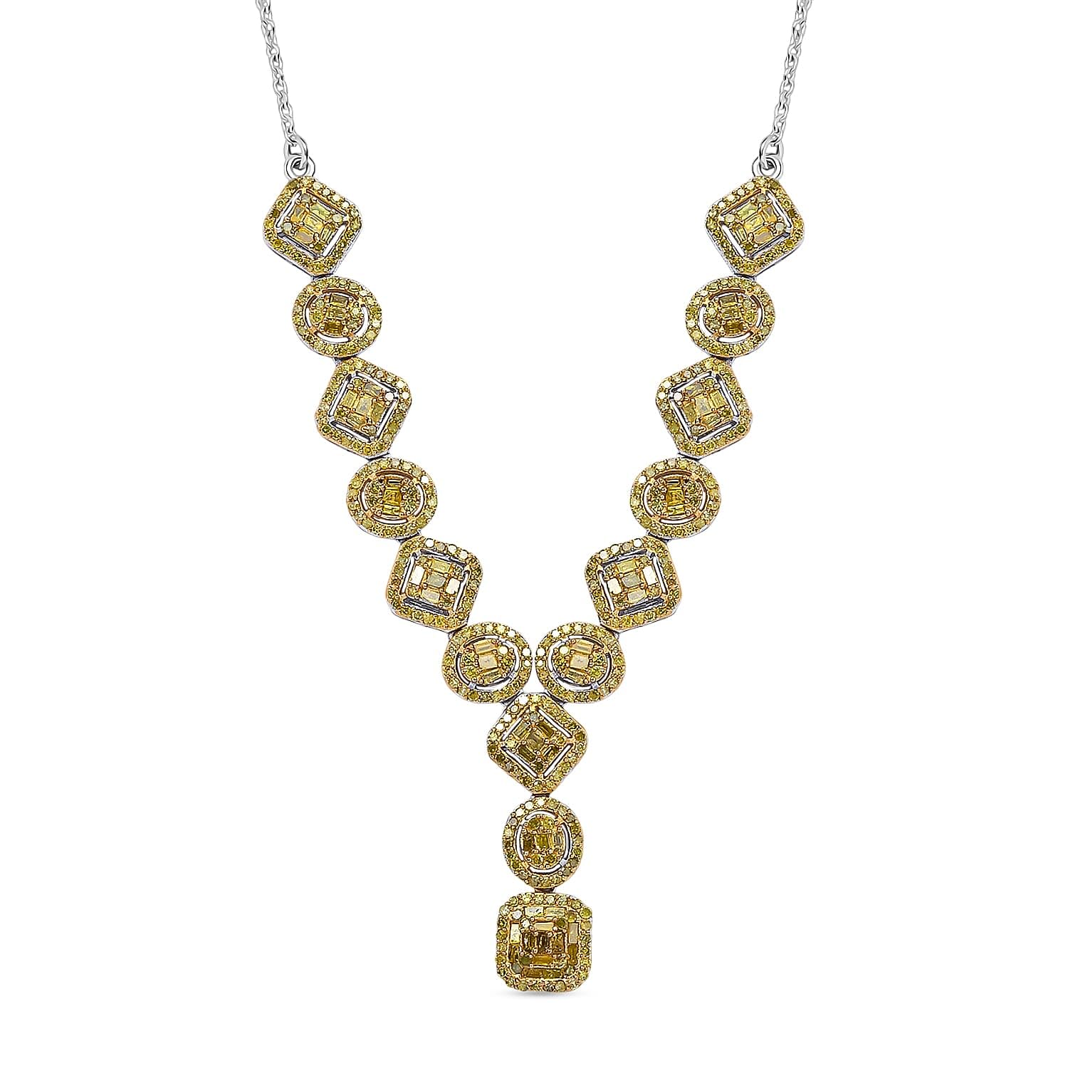 SHOP LC DELIVERING JOY Yellow Diamond 2.33 ctw Art Deco Elegance Necklace in Rhodium Over Sterling Silver 18 Inches Christmas Gifts