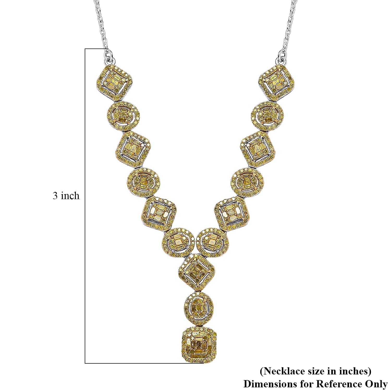 SHOP LC DELIVERING JOY Yellow Diamond 2.33 ctw Art Deco Elegance Necklace in Rhodium Over Sterling Silver 18 Inches Christmas Gifts - Image 2