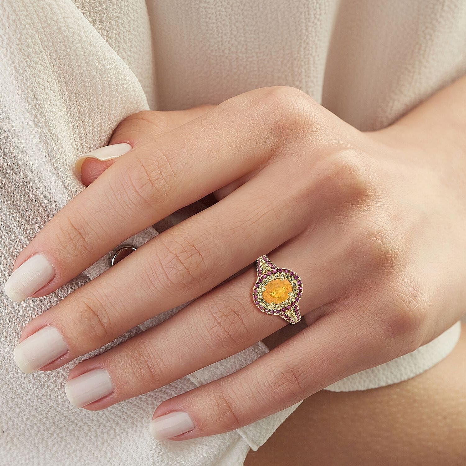 SHOP LC DELIVERING JOY Yellow Sapphire and Pink Sapphire 2.70 ctw Solstice Royale Ring in 18K Vermeil Yellow Gold Over Sterling Silver Size 9 Christmas Gifts - Image 3