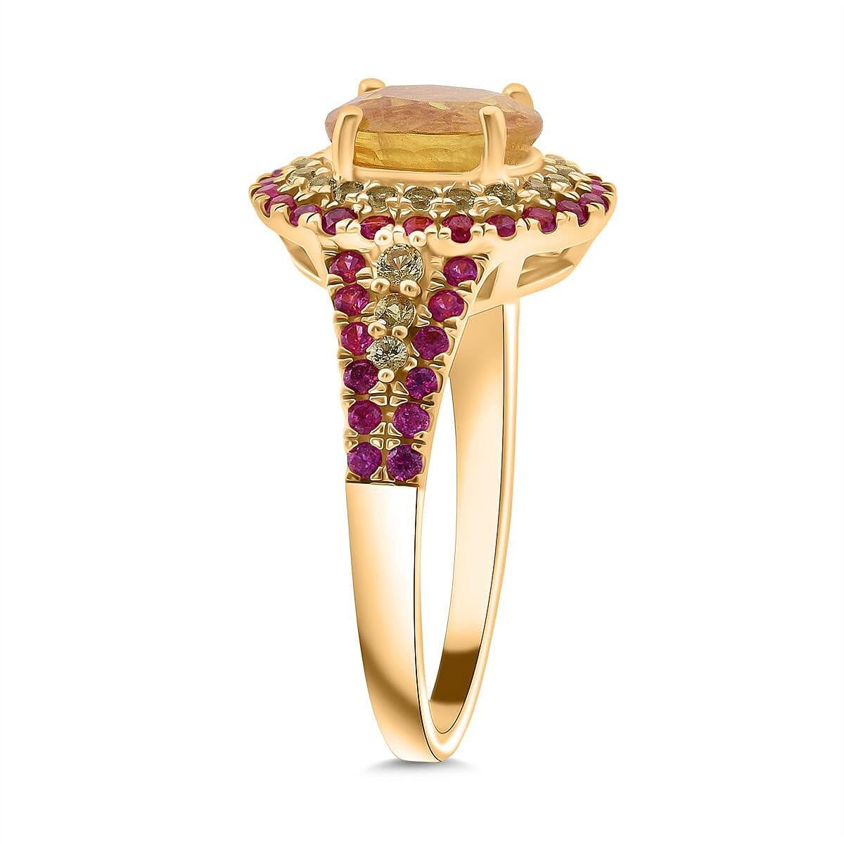 SHOP LC DELIVERING JOY Yellow Sapphire and Pink Sapphire 2.70 ctw Solstice Royale Ring in 18K Vermeil Yellow Gold Over Sterling Silver Size 9 Christmas Gifts - Image 4