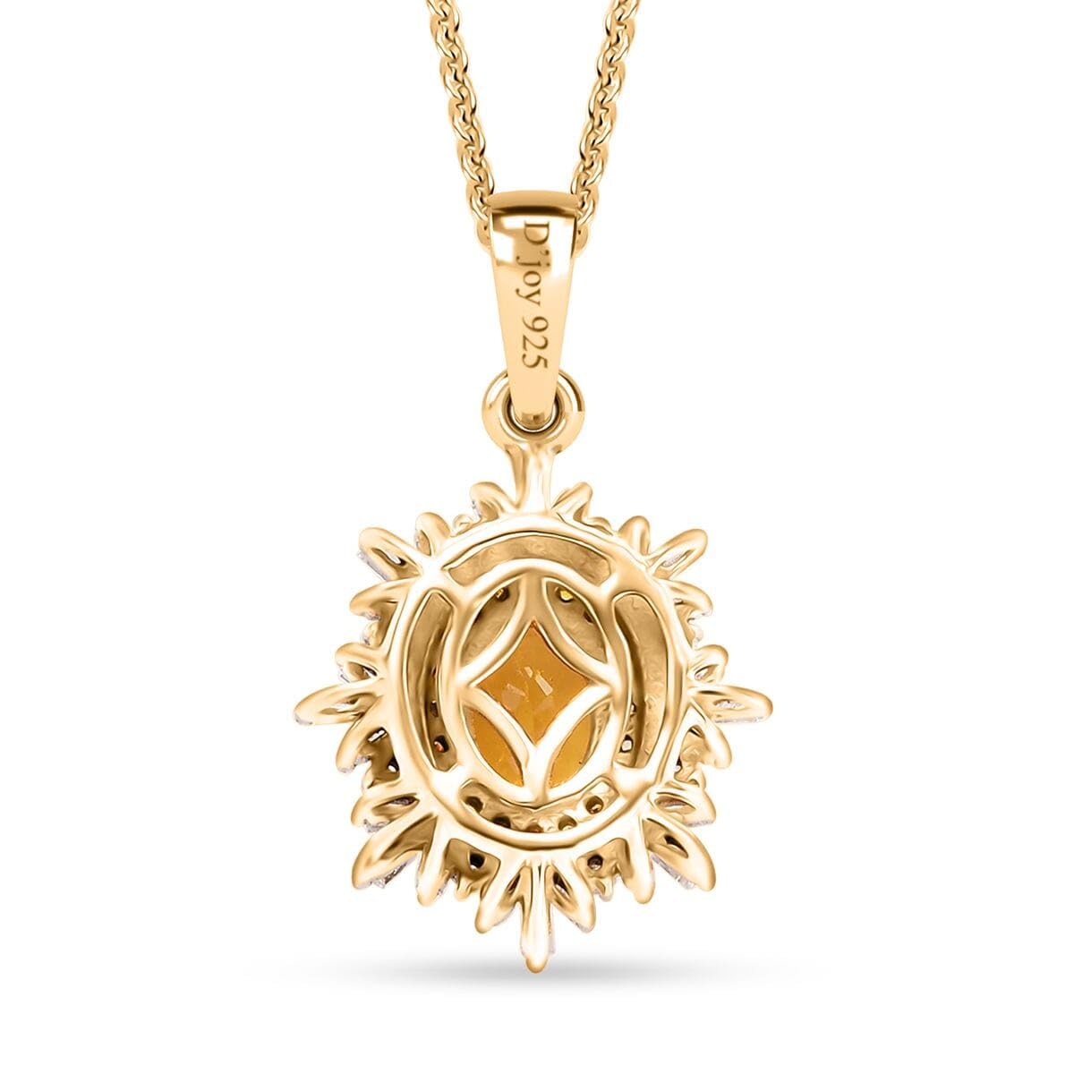 SHOP LC DELIVERING JOY Yellow Sapphire White Diamond 925 Sterling Silver 18K Vermeil Yellow Gold Plated Pendant Necklace for Women Jewelry Birthday Christmas Gifts Size 20" Ct 1.21 - Image 5
