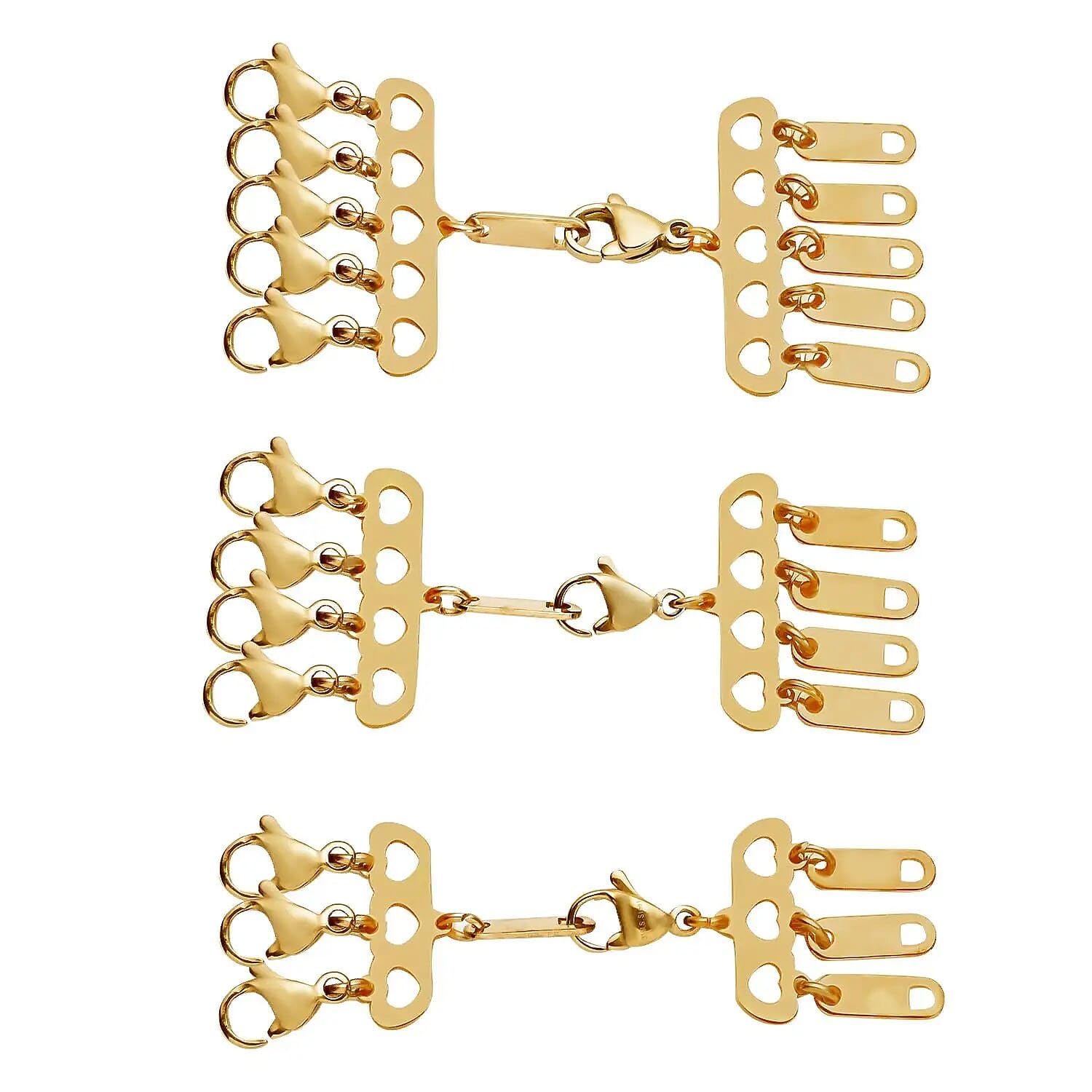 Shop LC Ever True Set of 3 Stainless Steel Layering Lock Hearts Clasps 1pcs 3row 1pcs 4row 1pcs 5 Row Jewelry for Women for Women