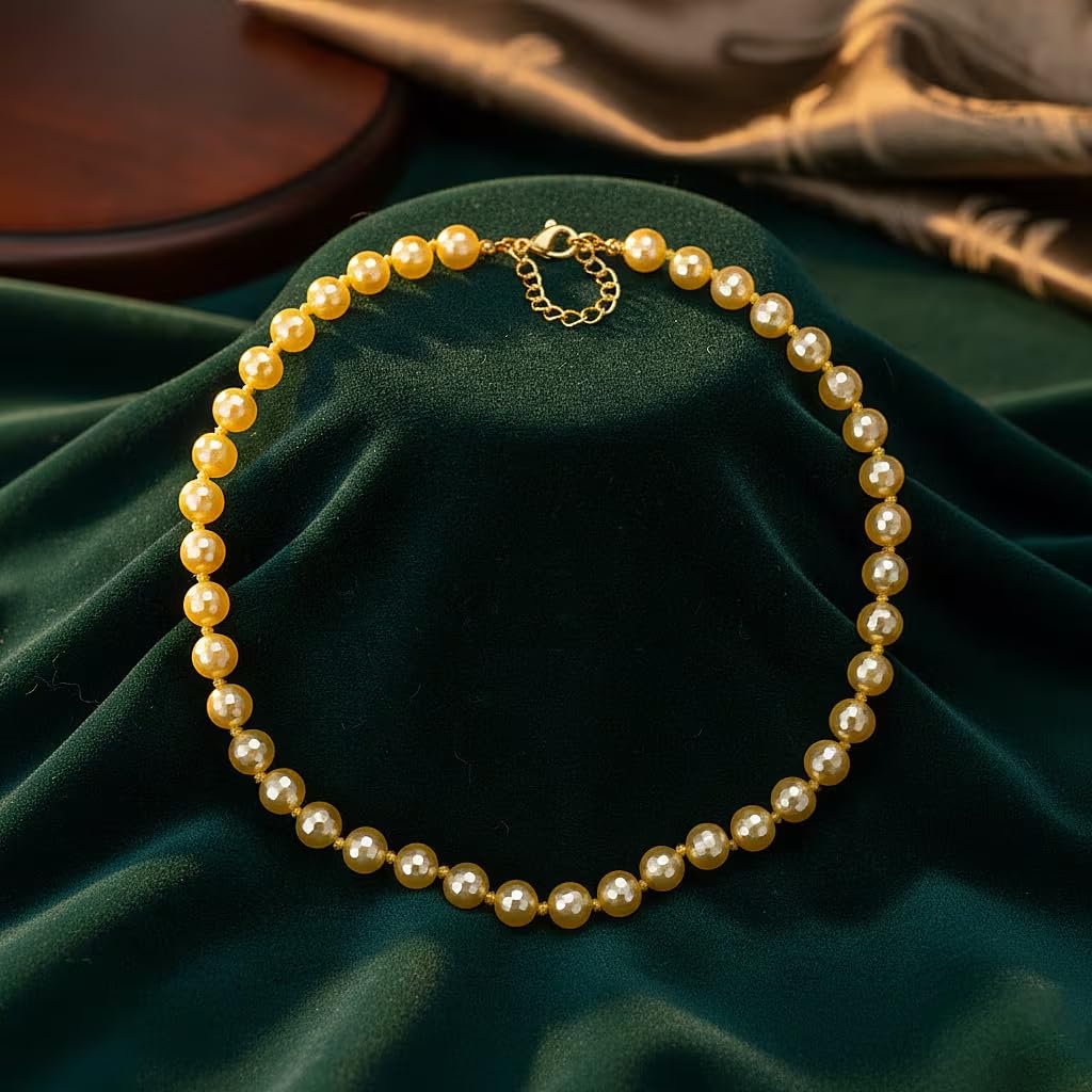 Shop LC Faceted Golden Shell Pearl Necklace 18-20 Inches in Stainless Steel - Image 2