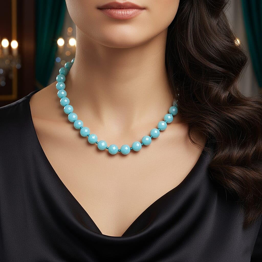 Shop LC Faceted Sleeping Beauty Color Shell Pearl Necklace 18-20 Inches in Stainless Steel - Image 3