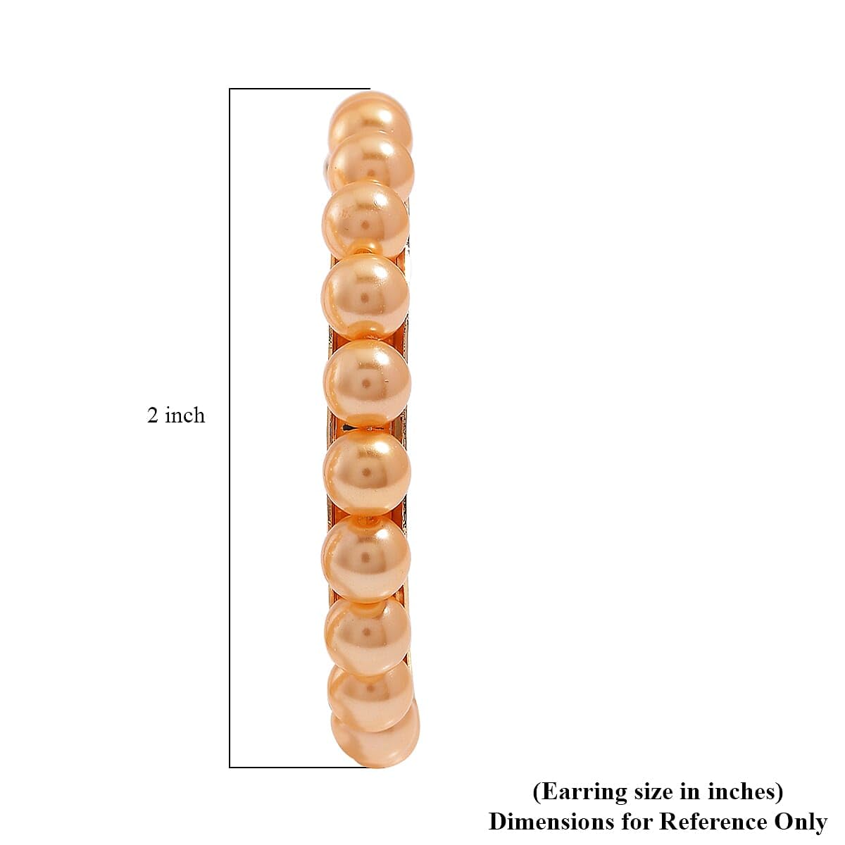 Shop LC Golden Color Shell Pearl Hoop Earrings in ION Plated Yellow Gold Stainless Steel - Image 5