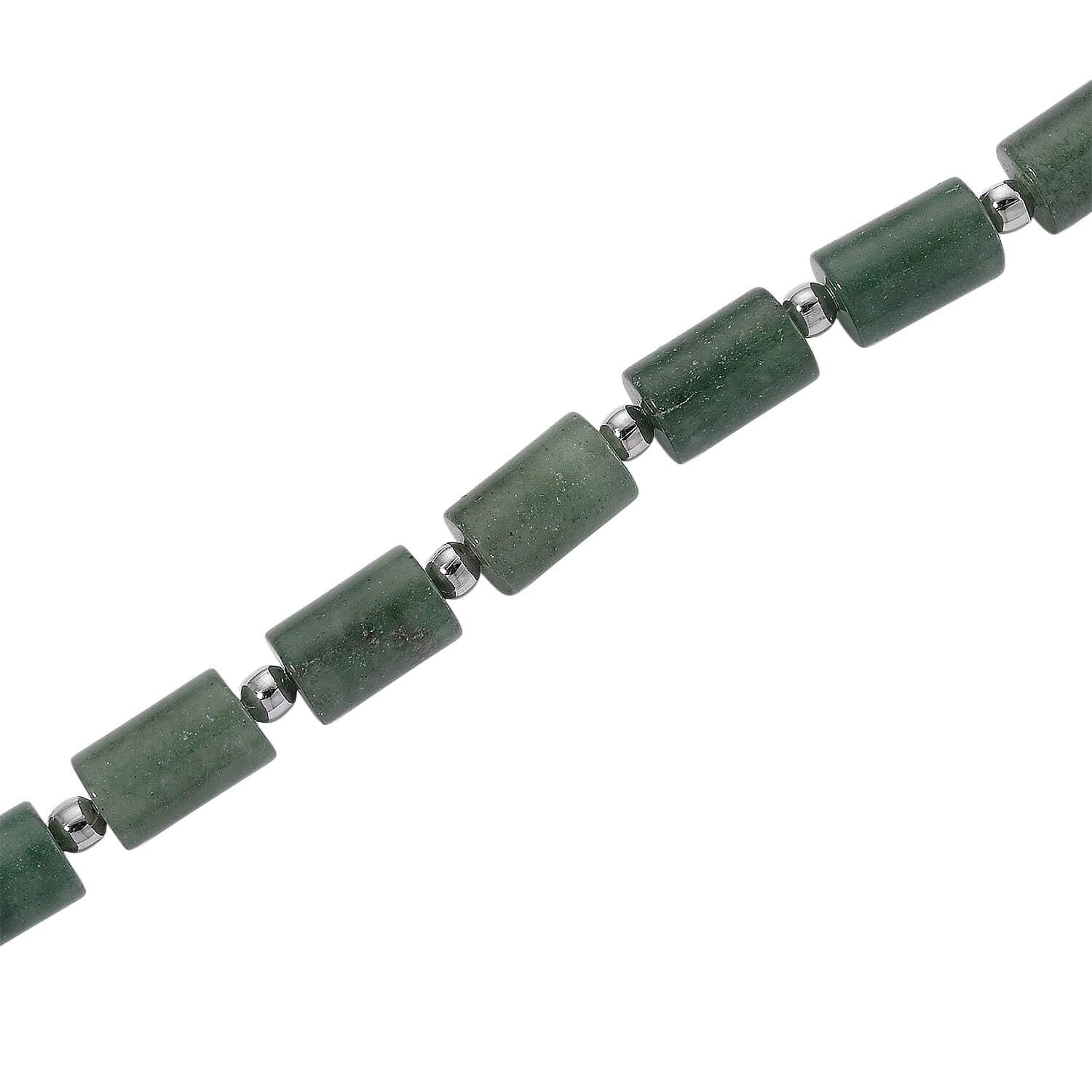 Shop LC Green Aventurine 204.00 ctw Barrel Necklace in Silvertone 18-20 Inches - Image 5