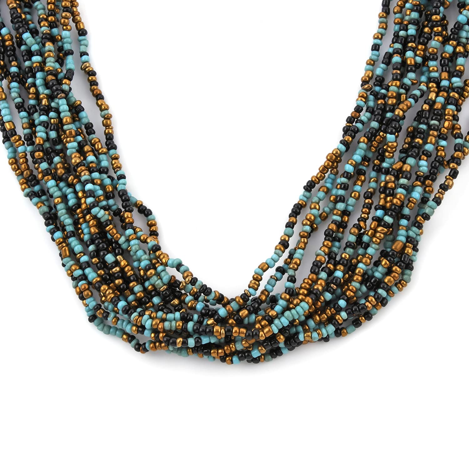 Shop LC Jewelry Turquoise Color Earrings,Stretch Bracelet for Women Multi Strand Beaded Necklace Set Valentine Gifts - Image 3