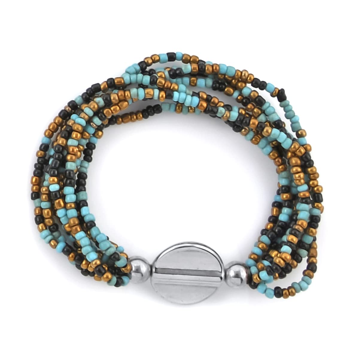Shop LC Jewelry Turquoise Color Earrings,Stretch Bracelet for Women Multi Strand Beaded Necklace Set Valentine Gifts - Image 4