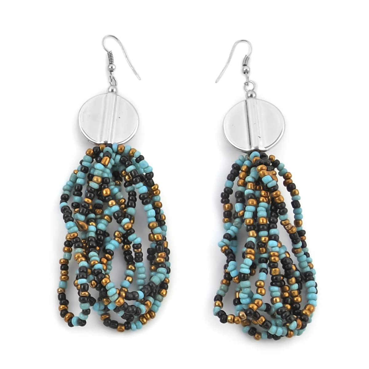 Shop LC Jewelry Turquoise Color Earrings,Stretch Bracelet for Women Multi Strand Beaded Necklace Set Valentine Gifts - Image 5