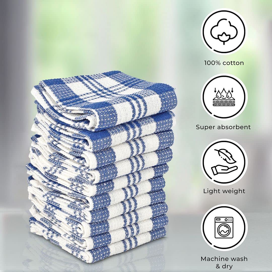 Shop LC Kitchen Towels Dish Cloths | Set of 24 | 100% Cotton | 12 x 12 Inches | Checkered Pattern Blue Dish Towels Scrubbing Clothes Cleaning Rags Kitchen Essentials Birthday Gifts - Image 5