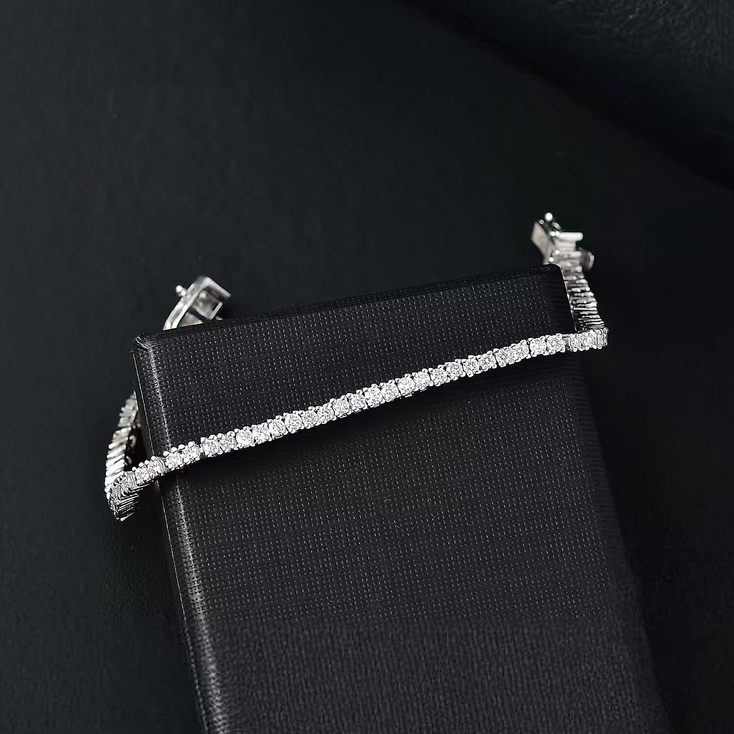 Shop LC Lab Grown White Diamond Round 925 Sterling Silver Rhodium Plated Tennis Bracelet for Women Jewelry Birthday Mothers Day Gifts Size 8" Ct 3 E-F Color VS Clarity - Image 3