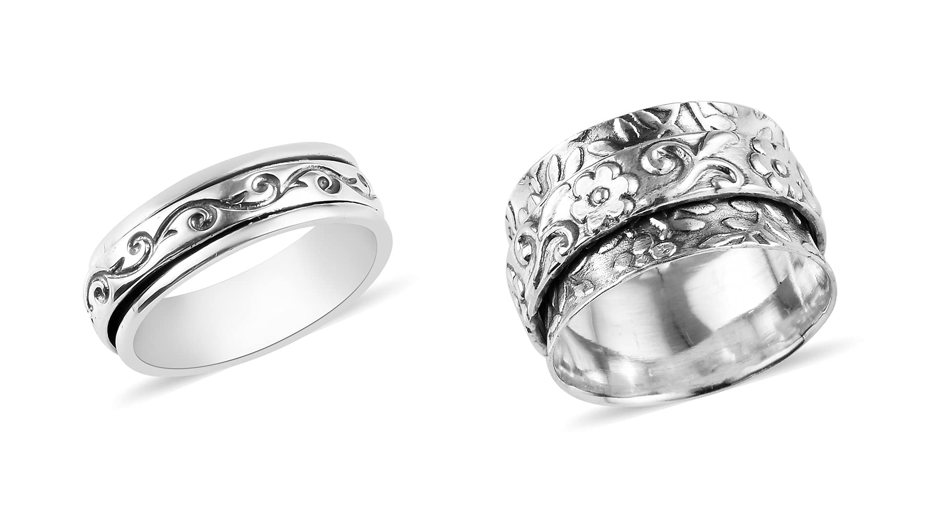 Shop LC Mens Womens Spinner Band Ring 925 Sterling Silver Statement Boho Handmade Jewelry Gifts Stress Relieving Size 10