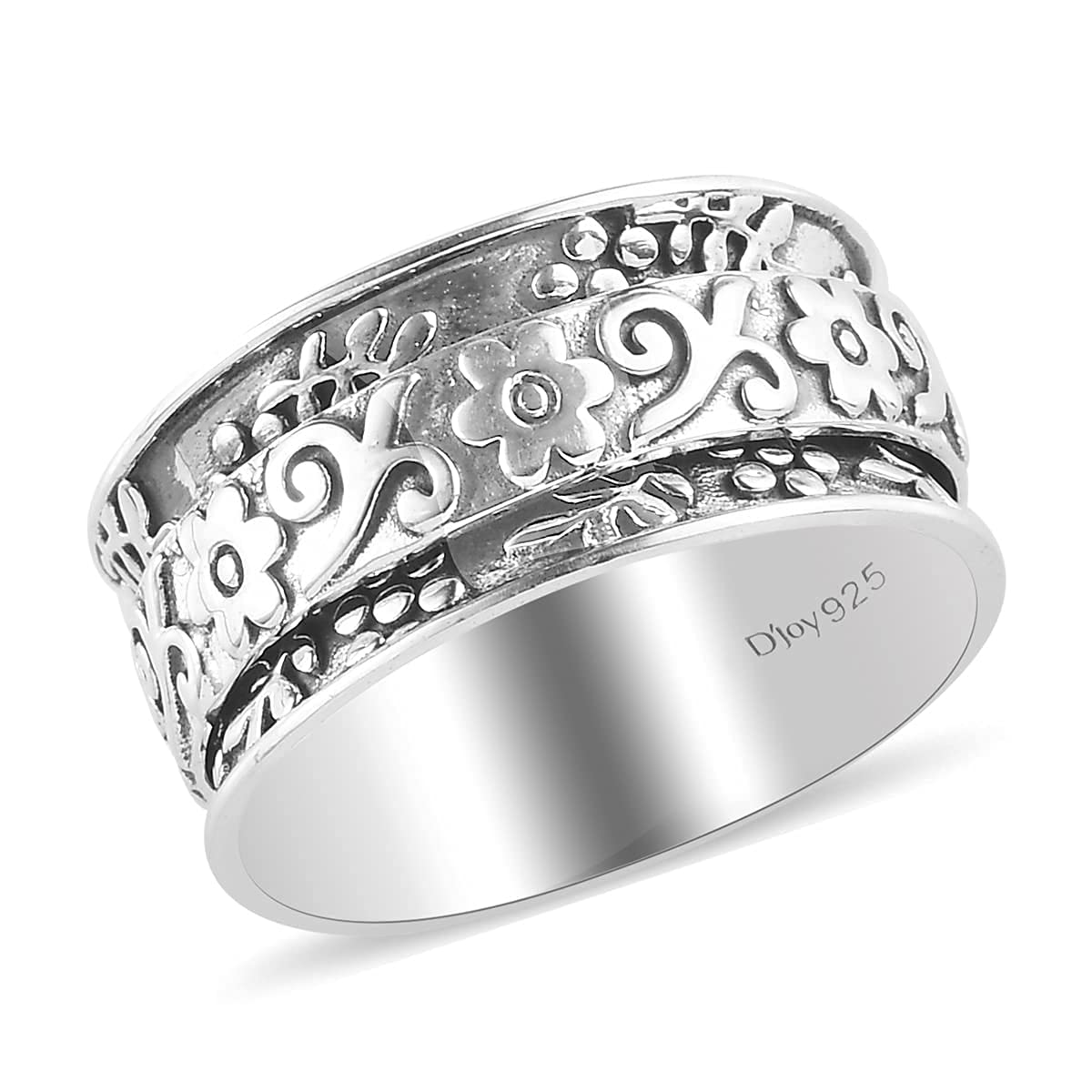 Shop LC Mens Womens Spinner Band Ring 925 Sterling Silver Statement Boho Handmade Jewelry Gifts Stress Relieving Size 10 - Image 2