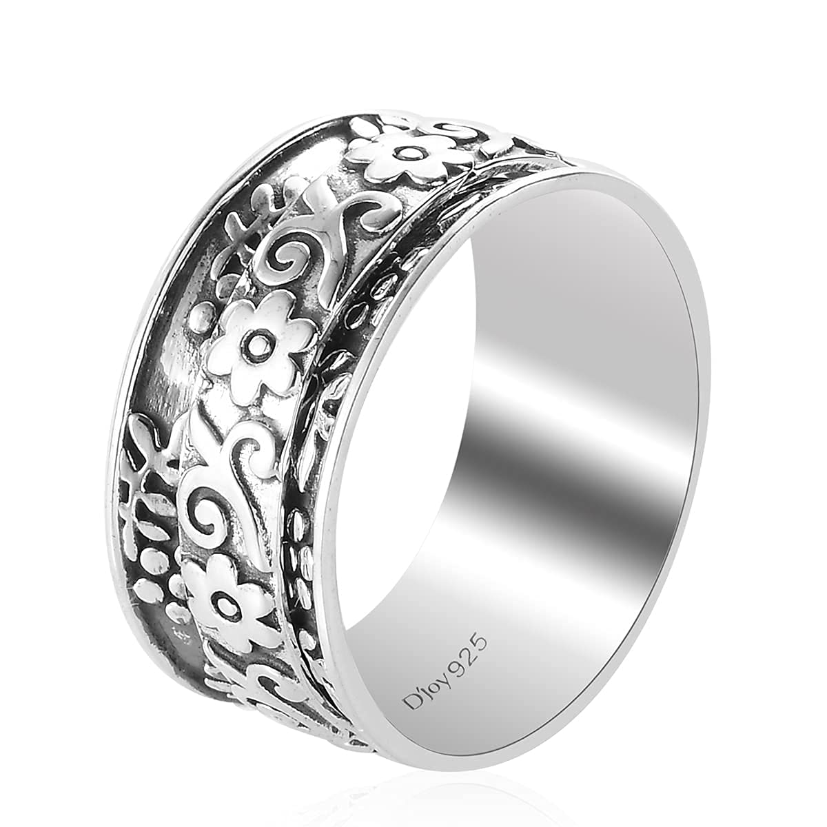 Shop LC Mens Womens Spinner Band Ring 925 Sterling Silver Statement Boho Handmade Jewelry Gifts Stress Relieving Size 10 - Image 5