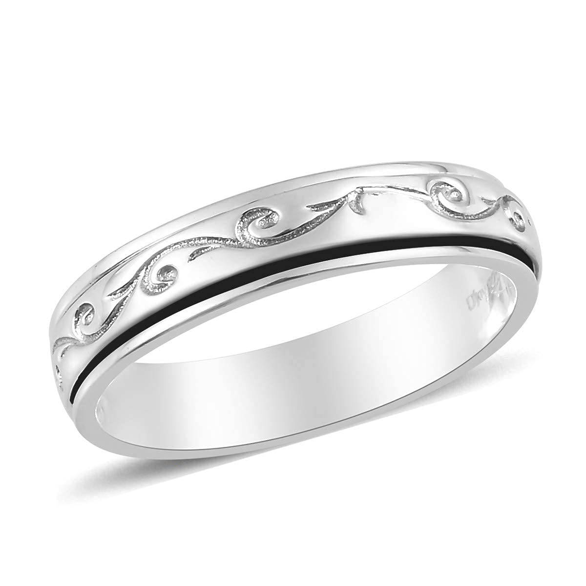 SHOP LC DELIVERING JOY Mens Womens Spinner Band Ring 925 Sterling Silver Statement Boho Handmade Stress Relieving Jewelry Gifts Size 10 - Image 2